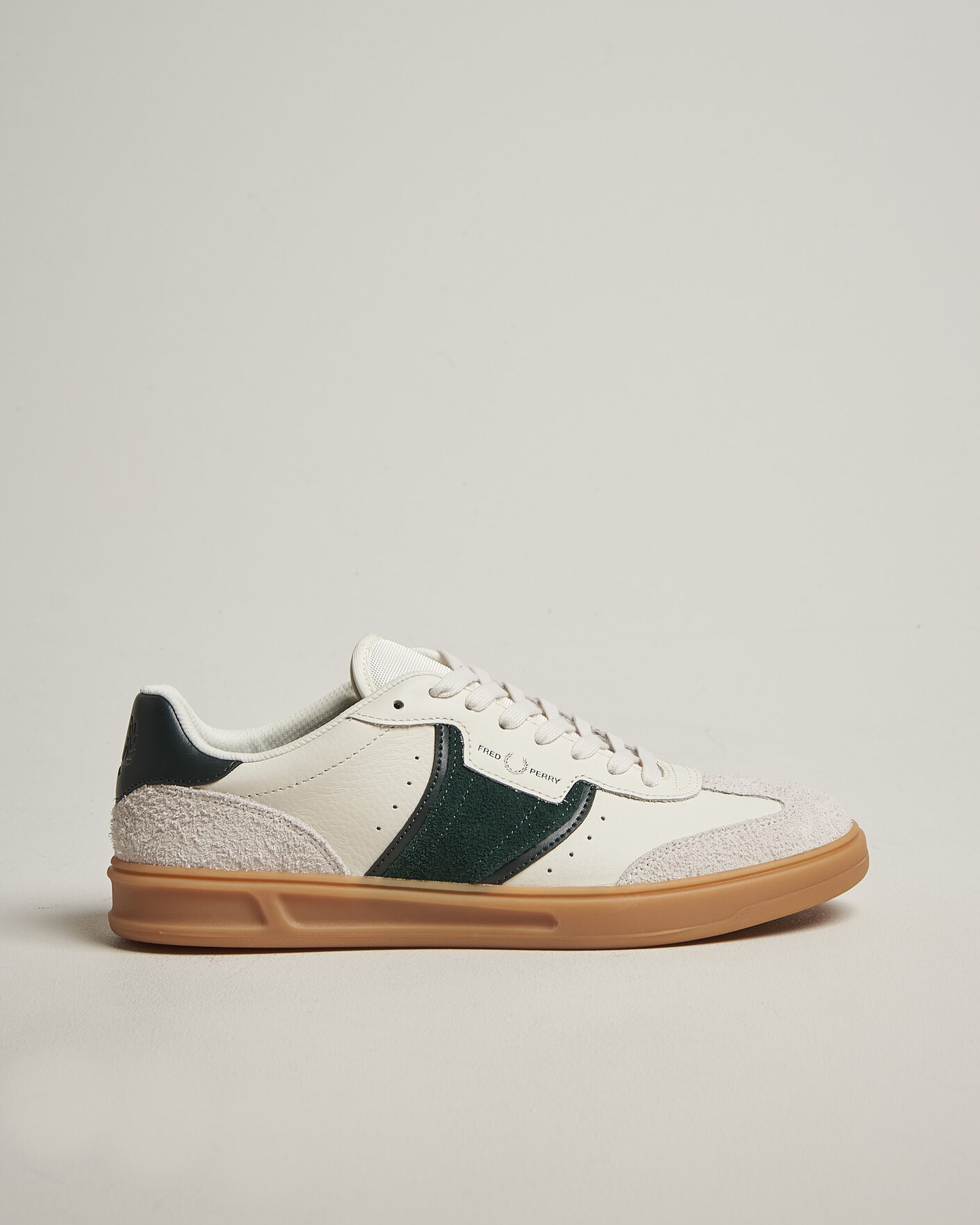 Herre | Sneakers | Fred Perry | B4 Leather/Suede Sneaker Light Ecru/Green