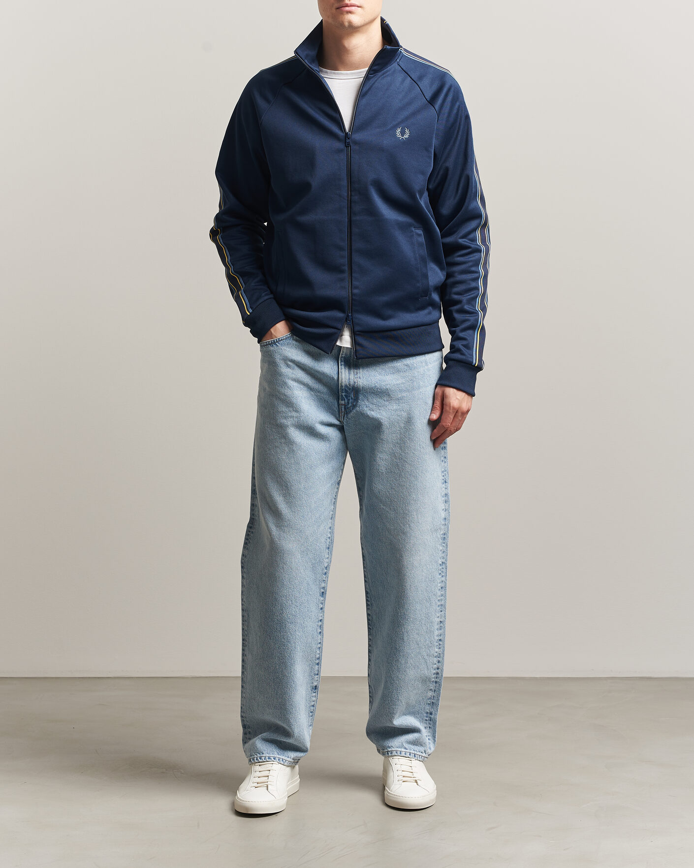 Herre | Trøjer | Fred Perry | Tramline Taped Track Jacket Tennis Blue