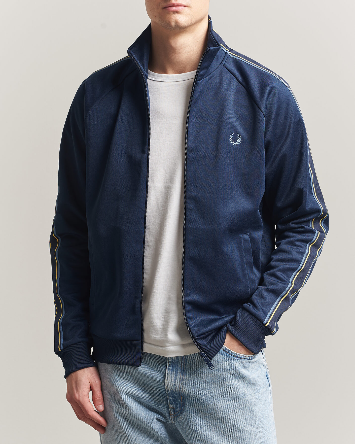 Herre | Trøjer | Fred Perry | Tramline Taped Track Jacket Tennis Blue