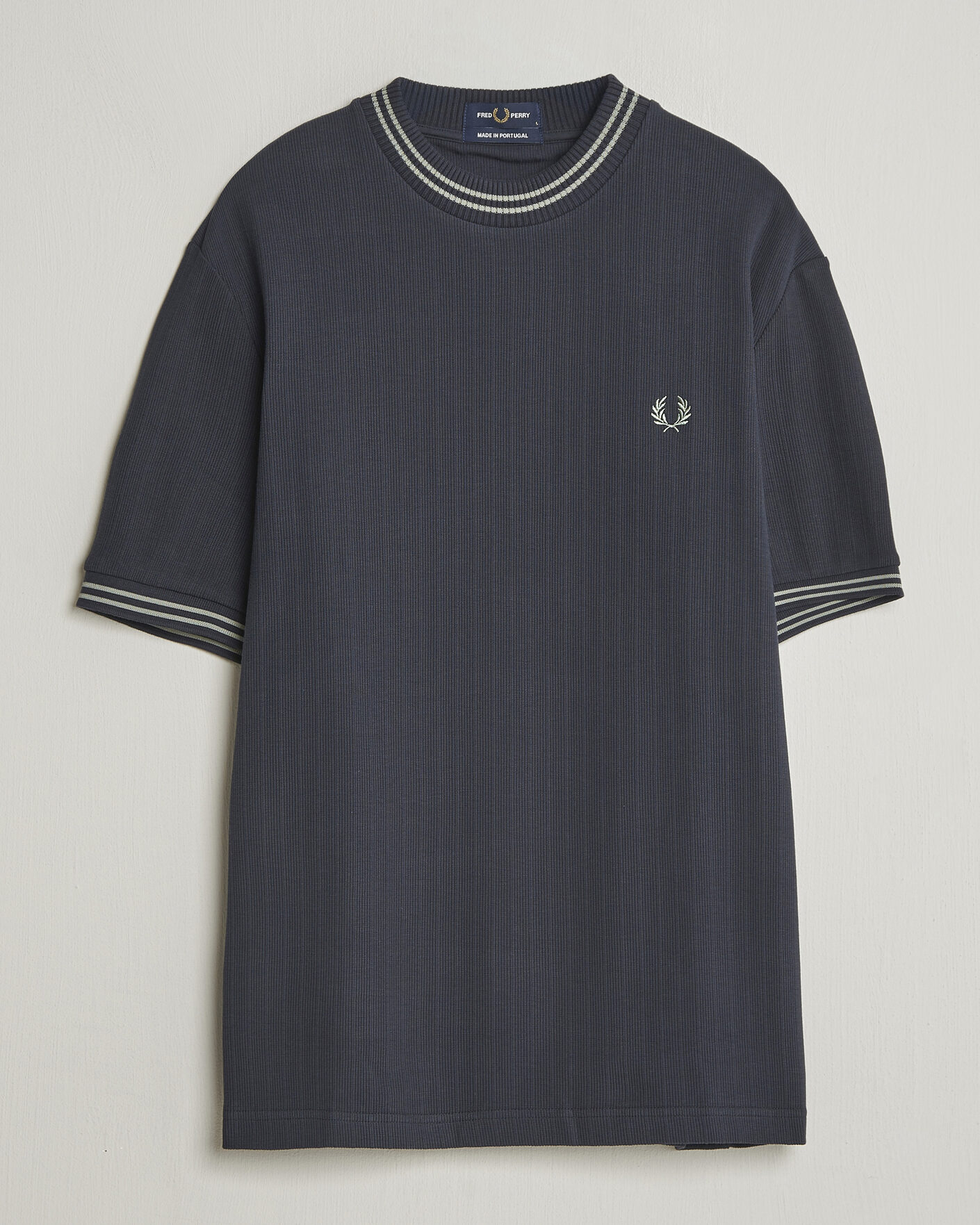Herre | T-Shirts | Fred Perry | Rib Knitted T-Shirt Navy
