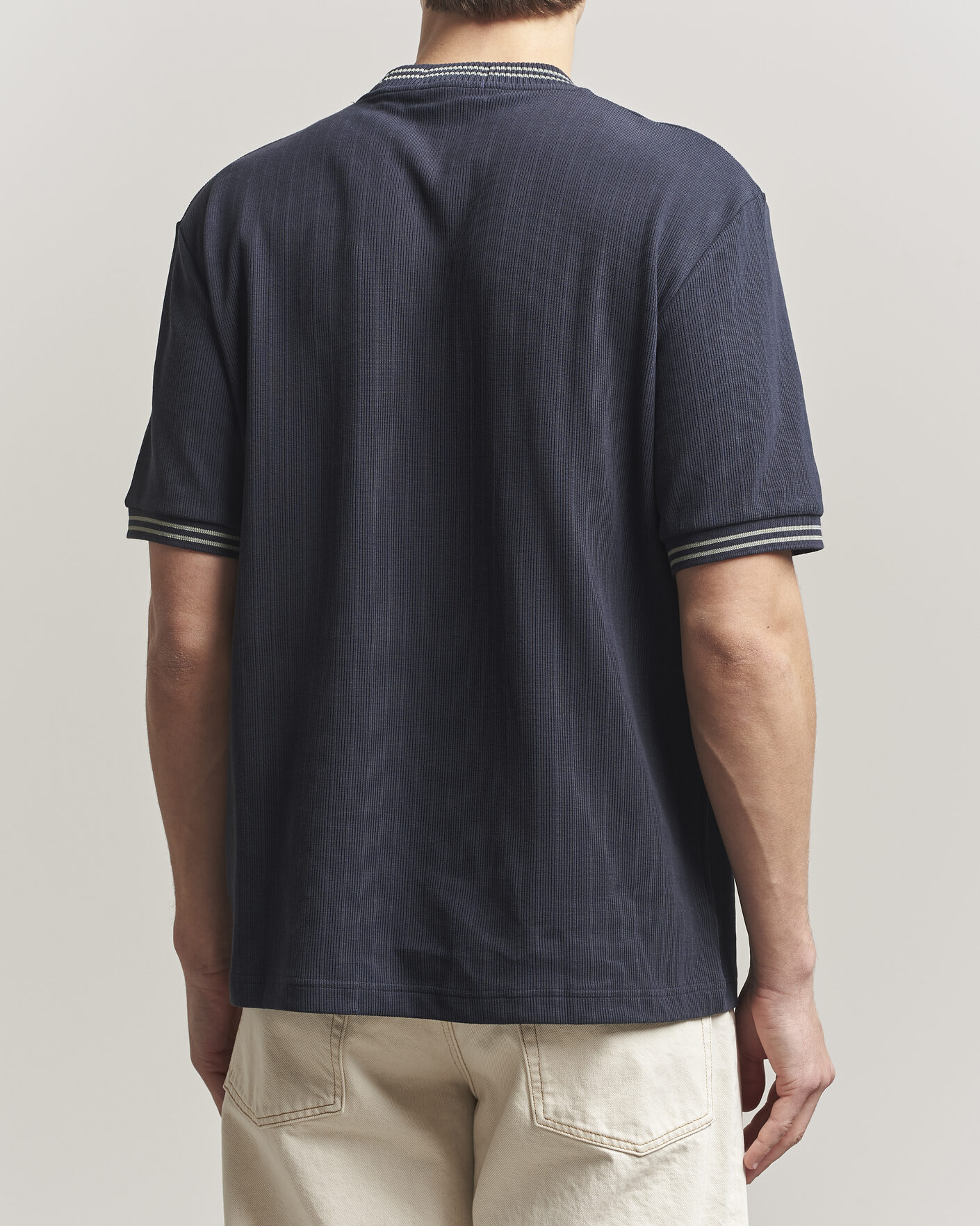 Herre | T-Shirts | Fred Perry | Rib Knitted T-Shirt Navy