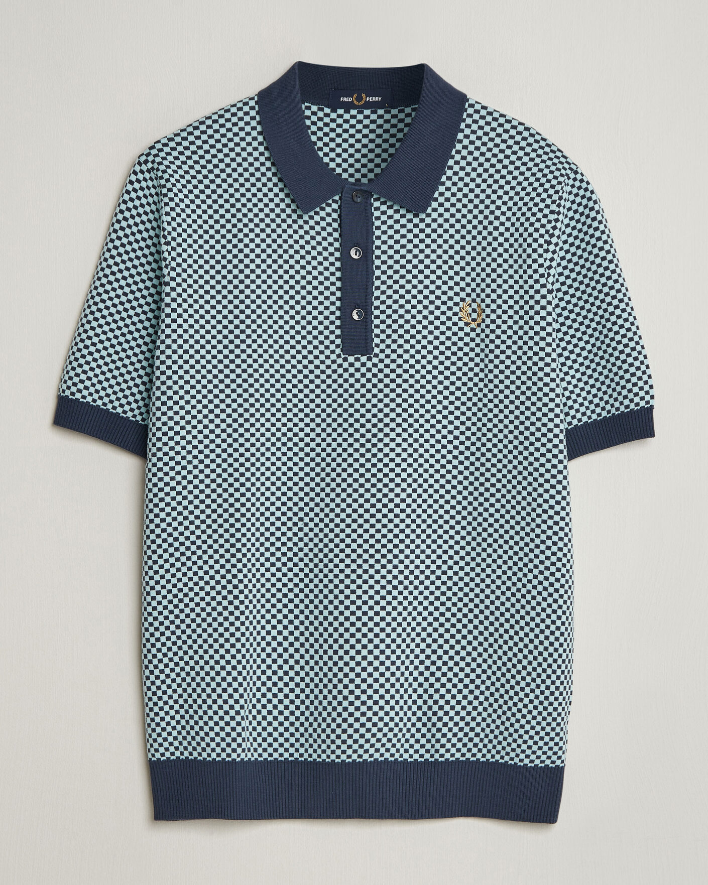 Herre | Polotrøjer | Fred Perry | Checkboard Knitted Polo Dark Airforce