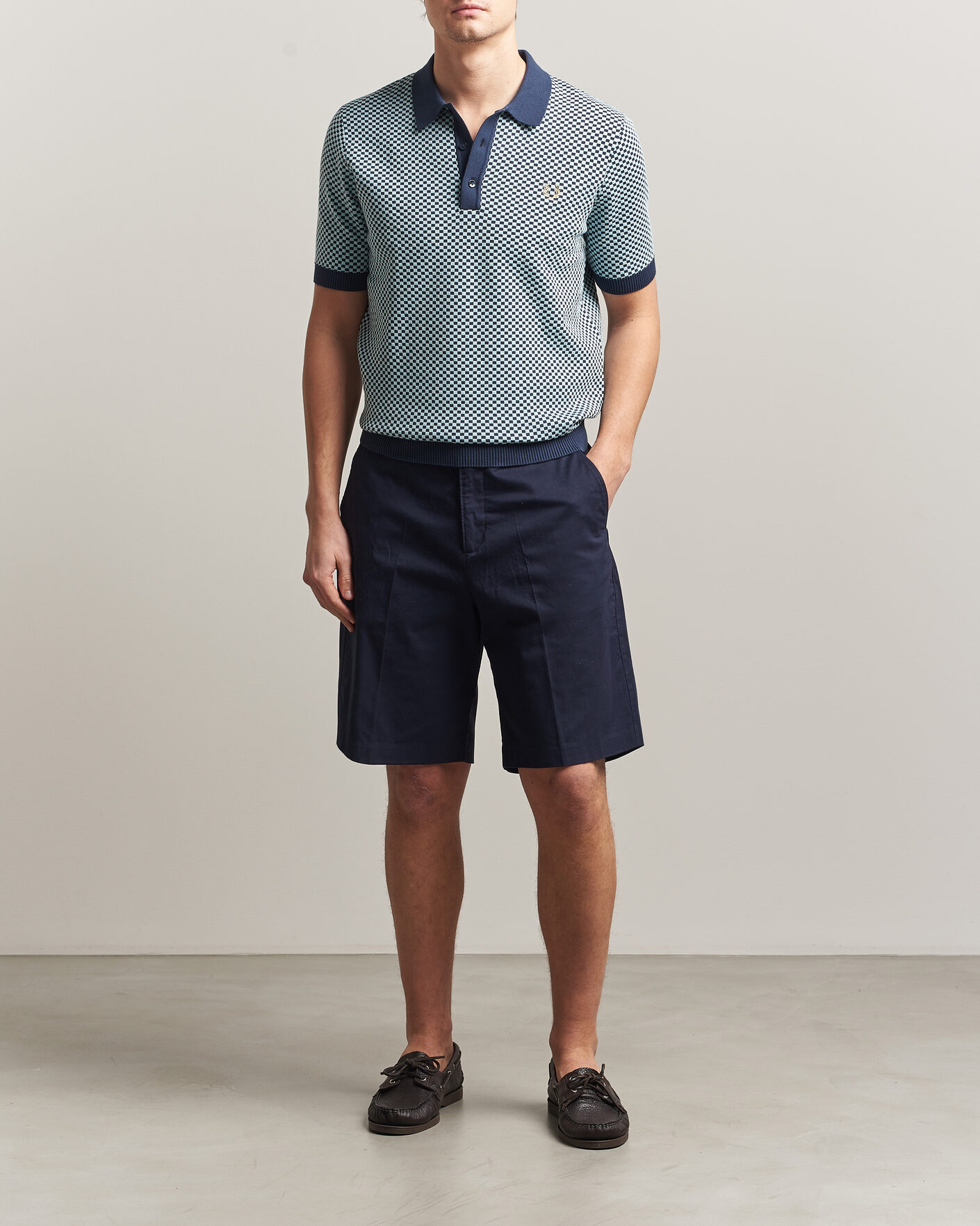 Herre | Polotrøjer | Fred Perry | Checkboard Knitted Polo Dark Airforce