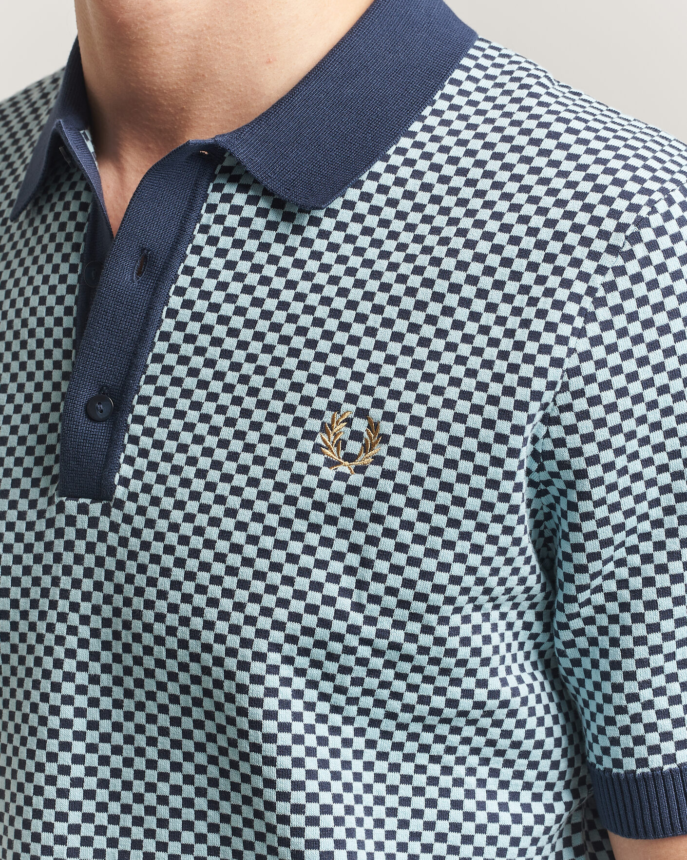 Herre | Polotrøjer | Fred Perry | Checkboard Knitted Polo Dark Airforce