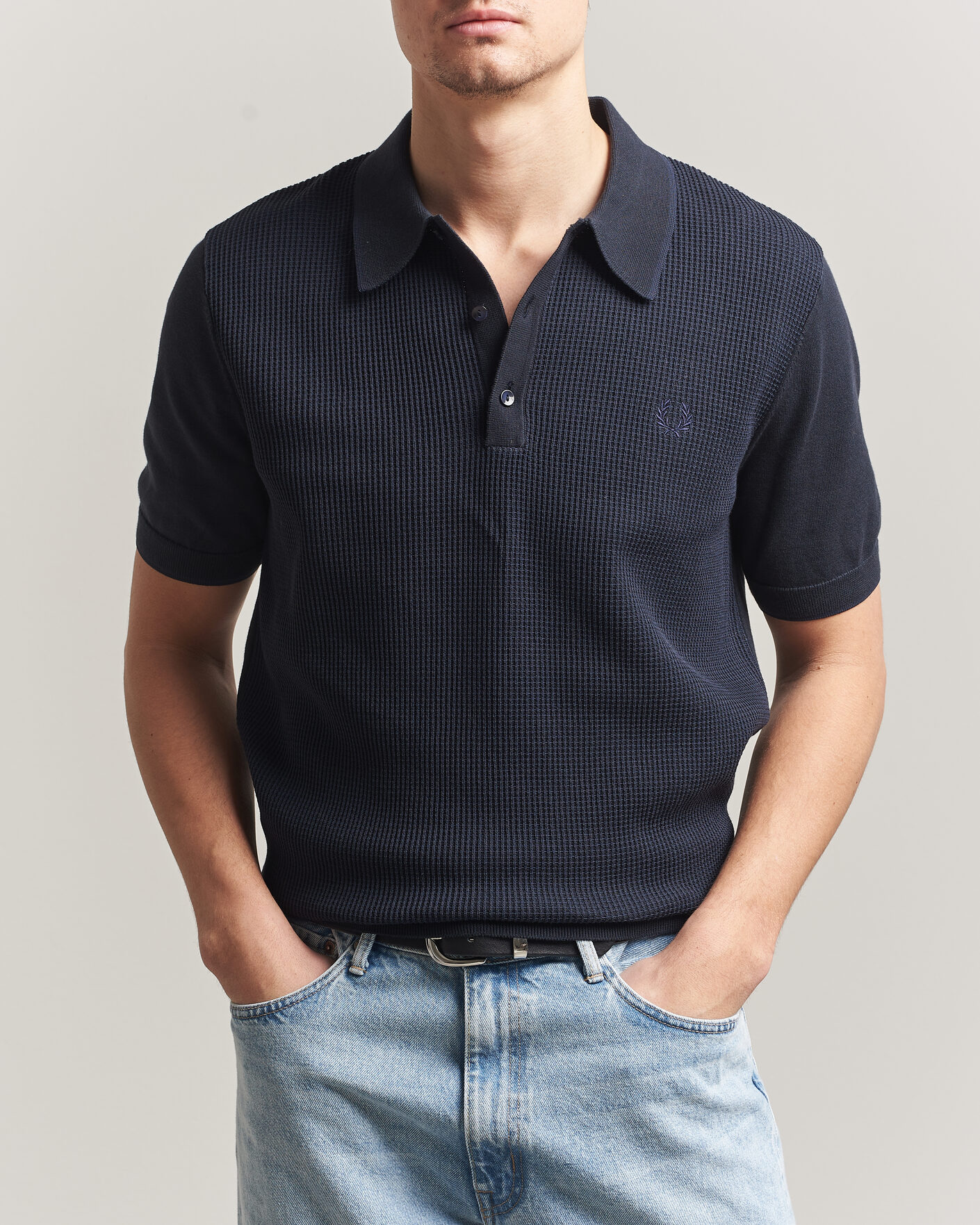 Herre | Polotrøjer | Fred Perry | Waffle Knitted Polo Navy