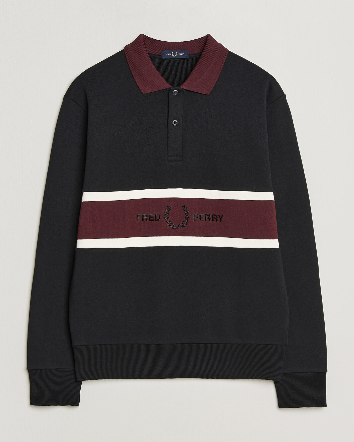 Herre | Trøjer | Fred Perry | Embroidered Paneled Polo Sweater Black