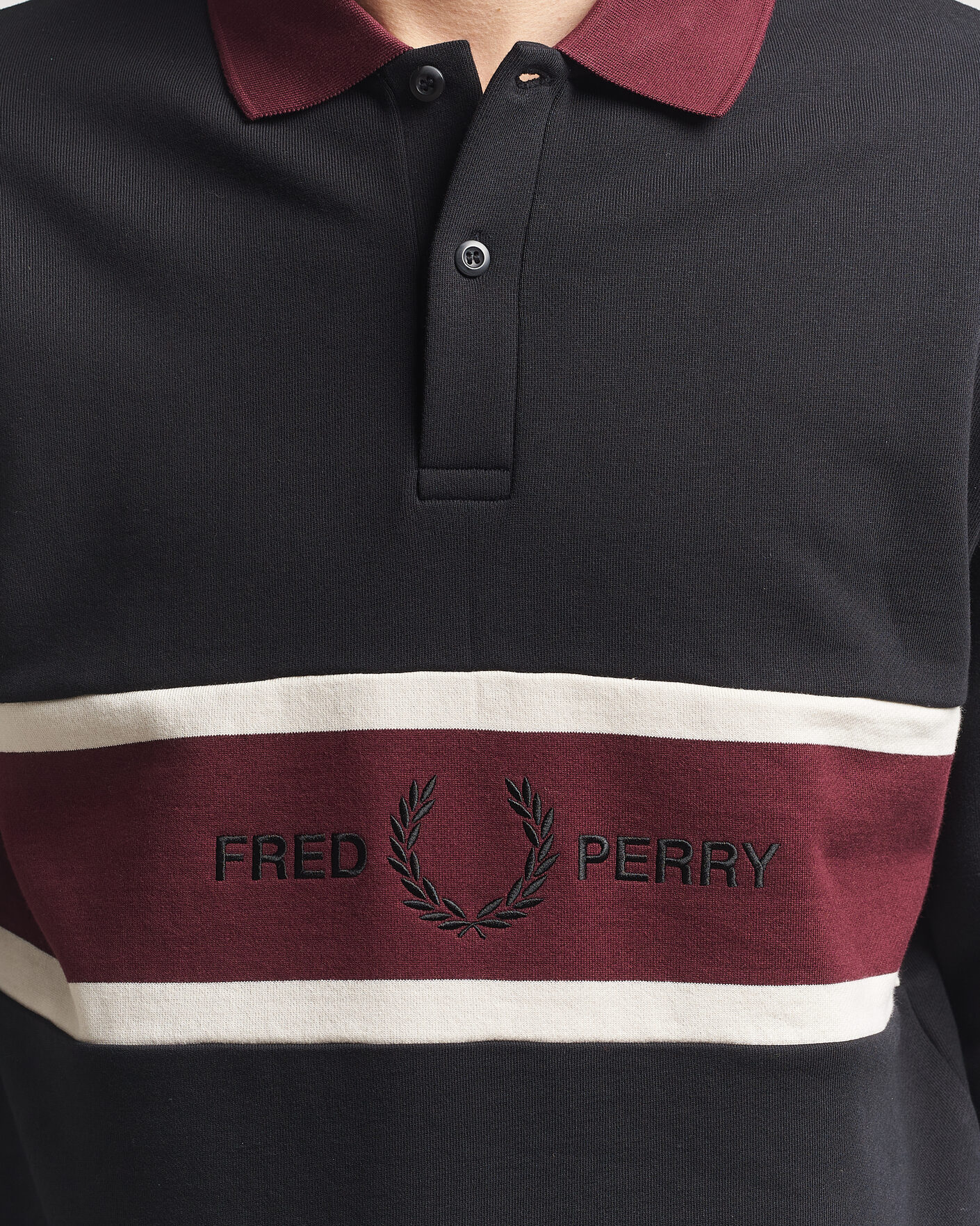 Herre | Trøjer | Fred Perry | Embroidered Paneled Polo Sweater Black