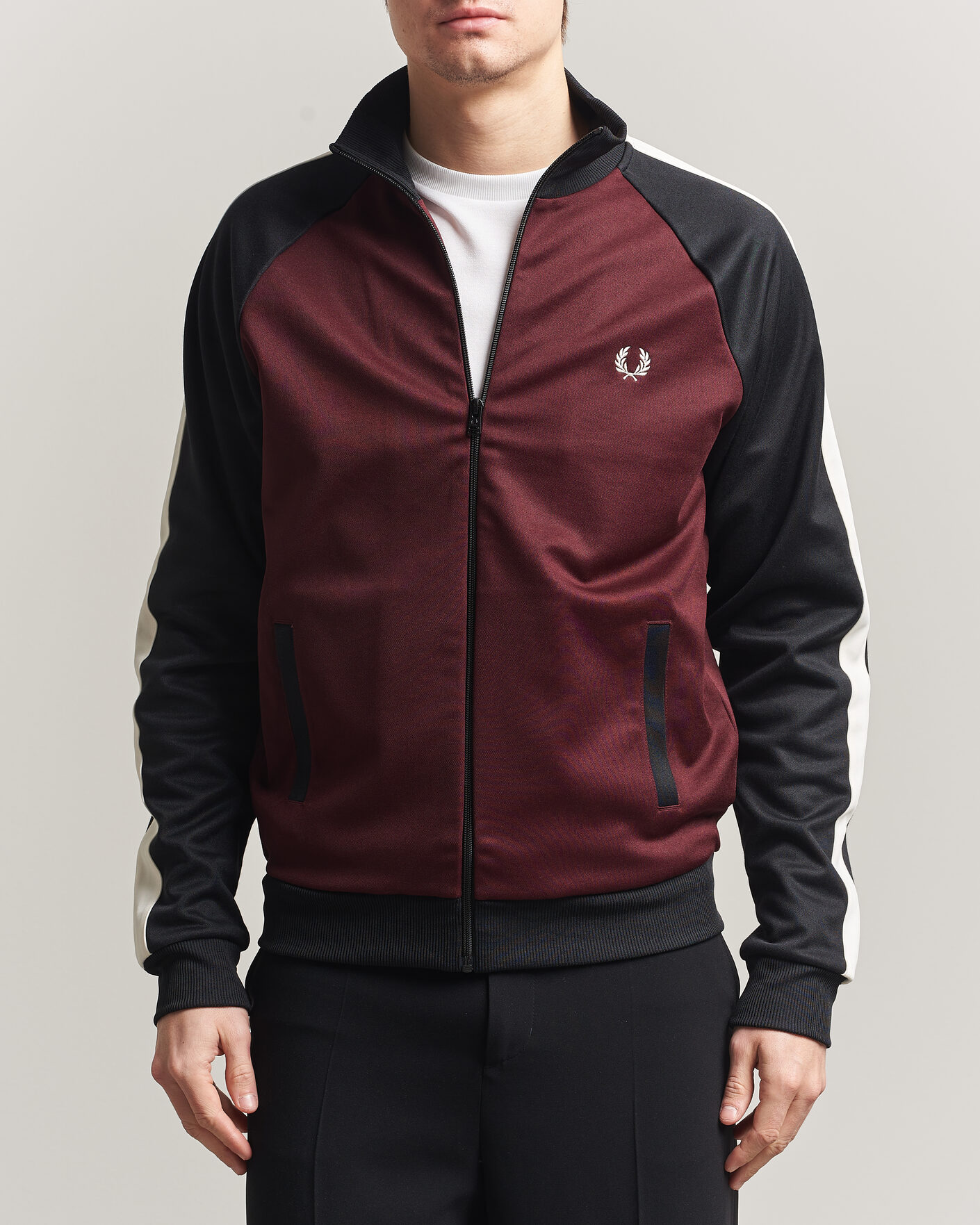Herre | Trøjer | Fred Perry | Contrast Sleeve Track Jacket Oxblood