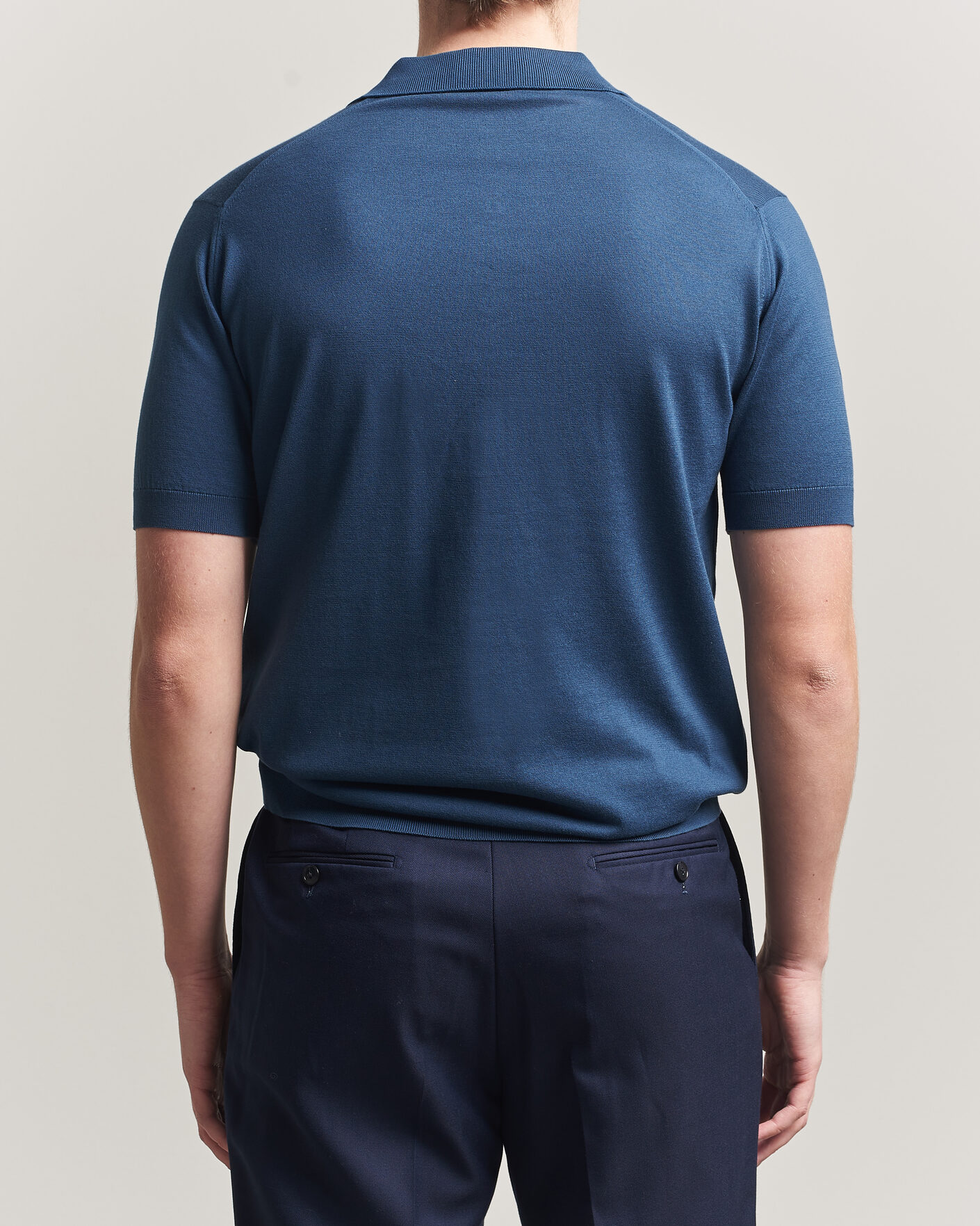 Herre | Polotrøjer | John Smedley | Adrian Slim Fit Sea Island Cotton Polo Delft Blue