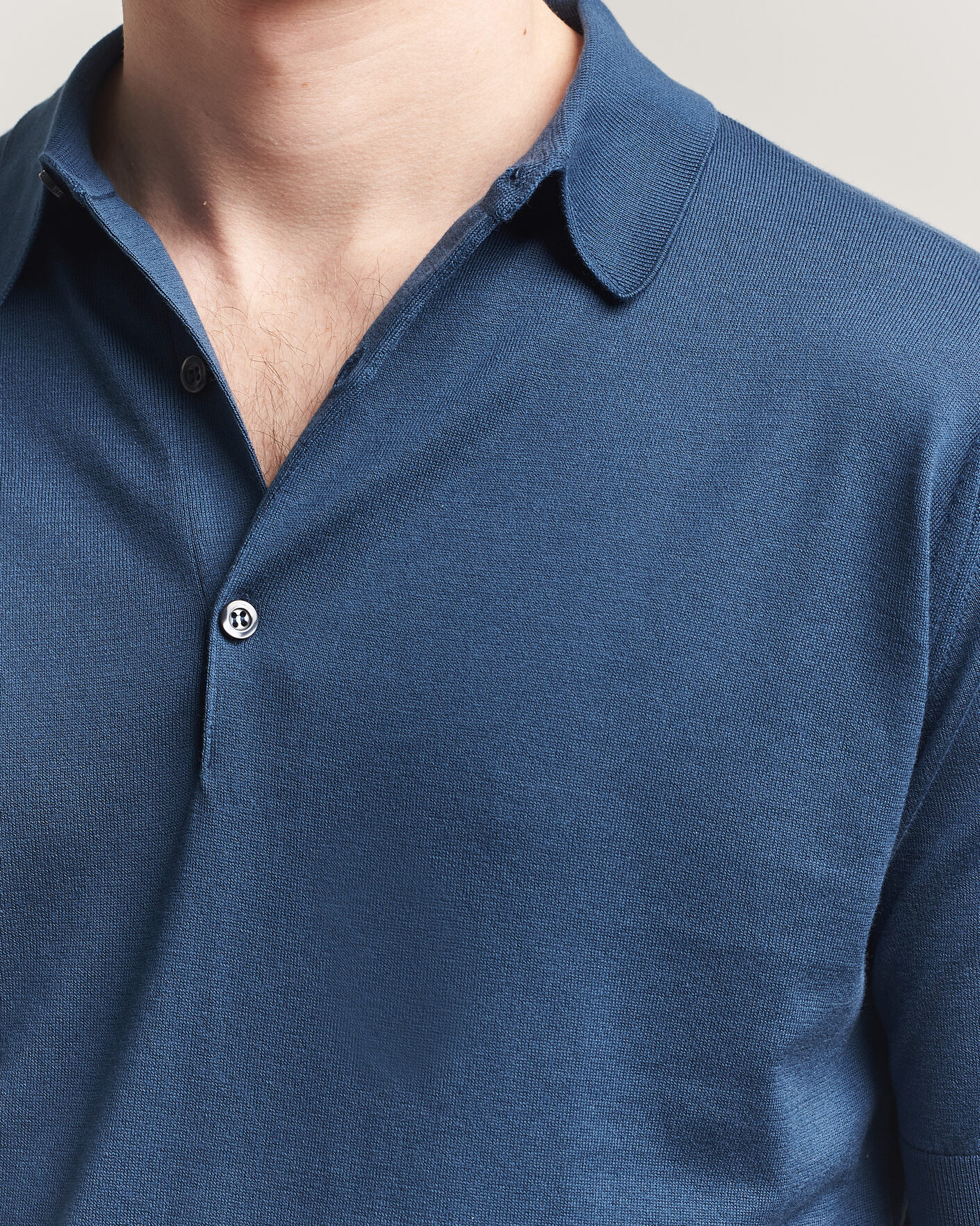 Herre | Polotrøjer | John Smedley | Adrian Slim Fit Sea Island Cotton Polo Delft Blue