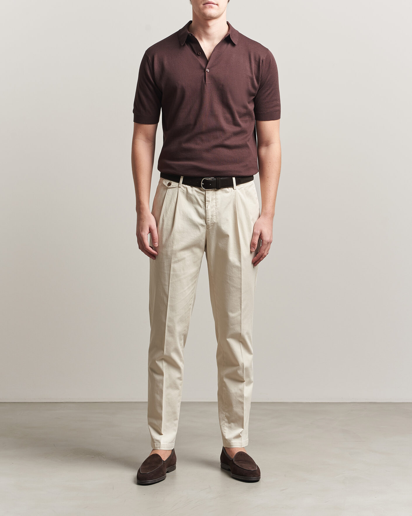 Herre | Polotrøjer | John Smedley | Adrian Slim Fit Sea Island Cotton Polo Raisin Brown