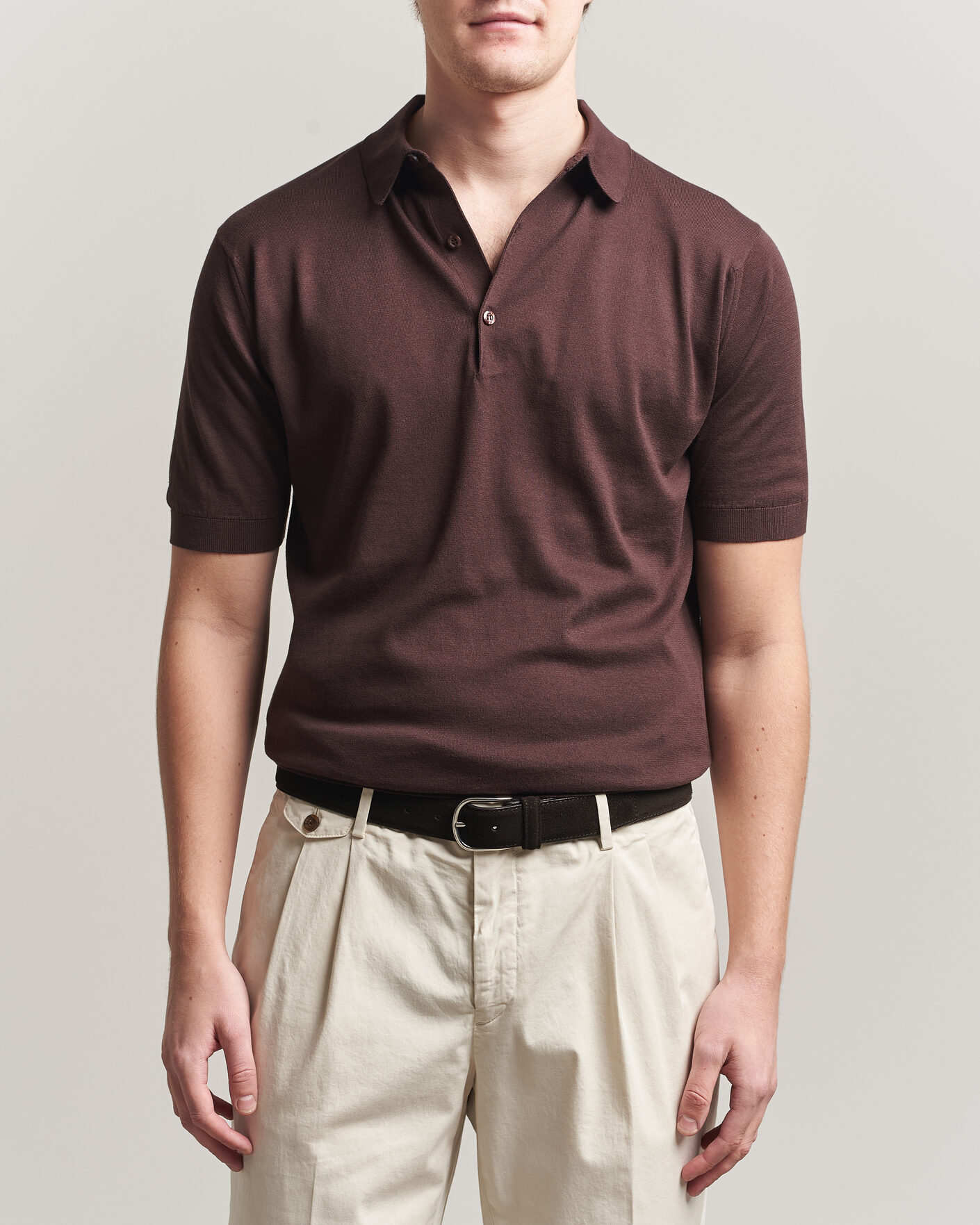 Herre | Polotrøjer | John Smedley | Adrian Slim Fit Sea Island Cotton Polo Raisin Brown
