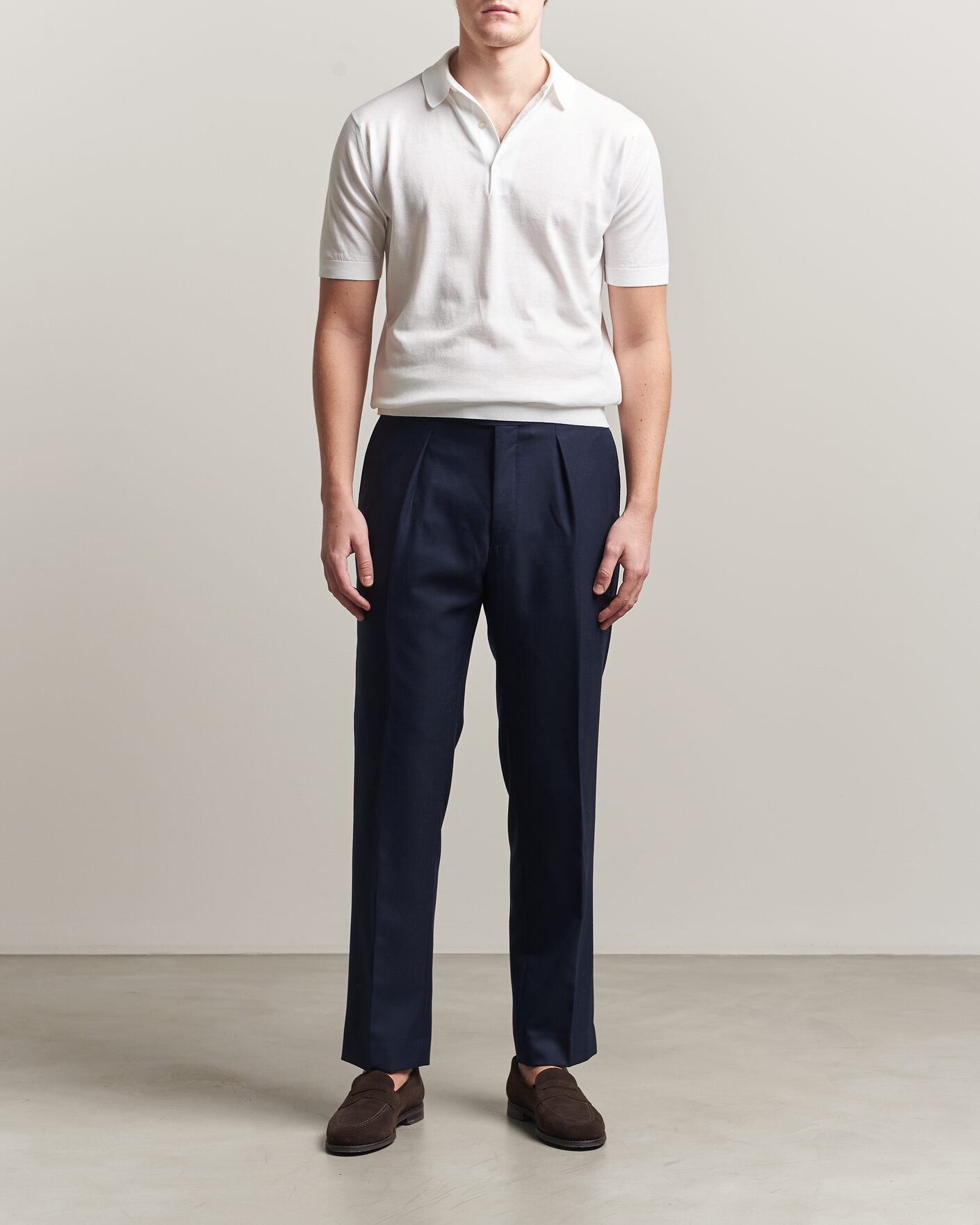 Herre | Polotrøjer | John Smedley | Adrian Slim Fit Sea Island Cotton Polo White