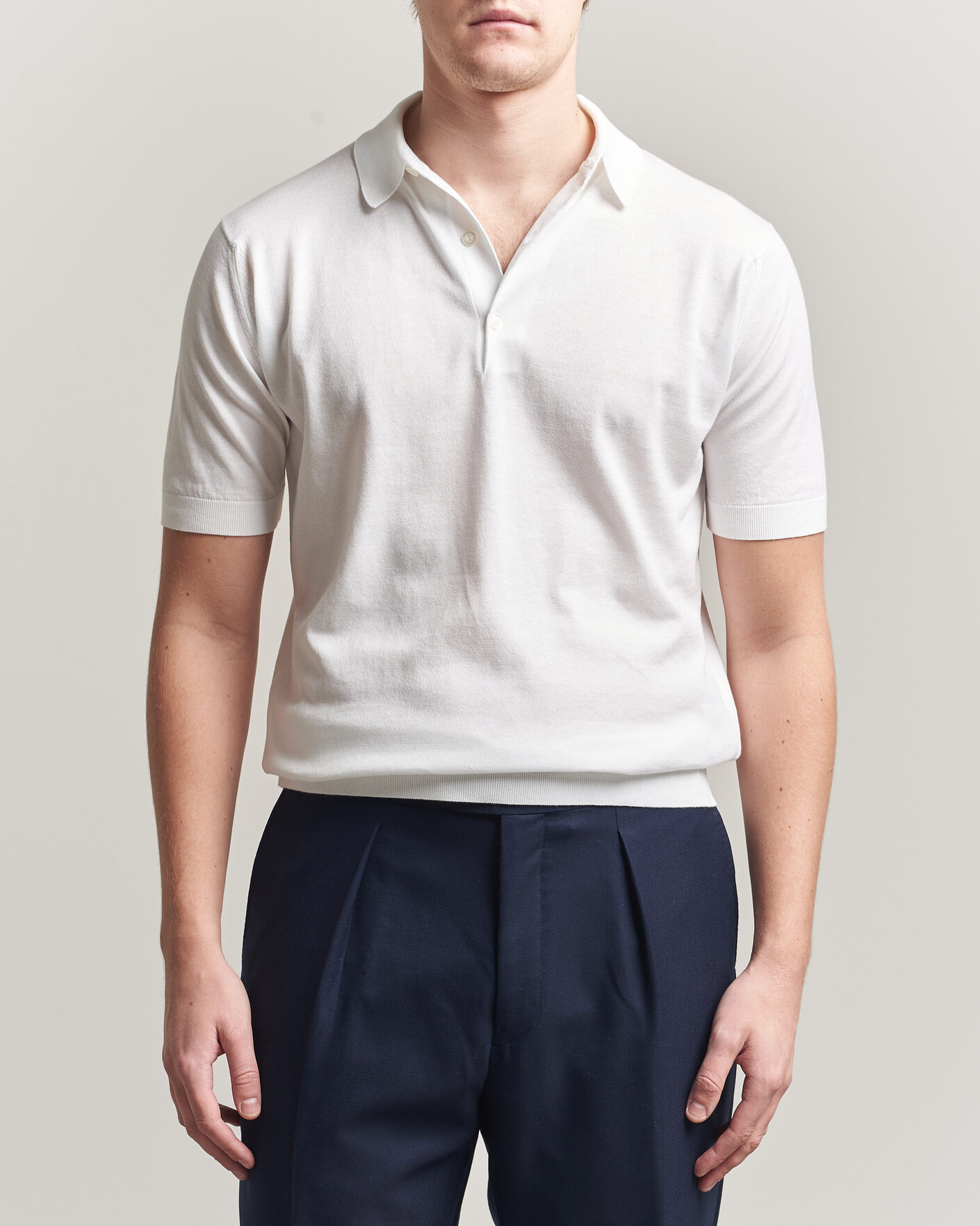 Herre | Polotrøjer | John Smedley | Adrian Slim Fit Sea Island Cotton Polo White