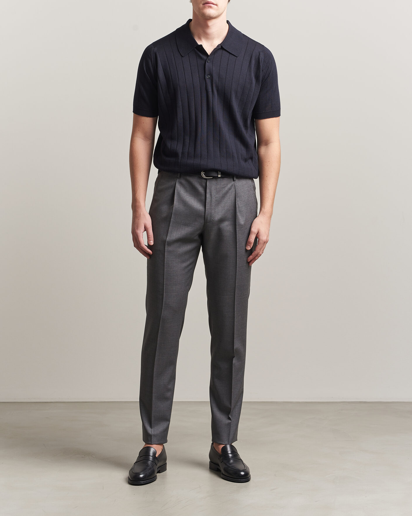 Herre | Polotrøjer | John Smedley | Williams Merino/Cotton Knitted Polo Navy