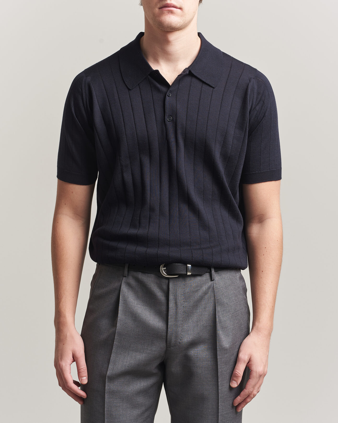 Herre | Polotrøjer | John Smedley | Williams Merino/Cotton Knitted Polo Navy
