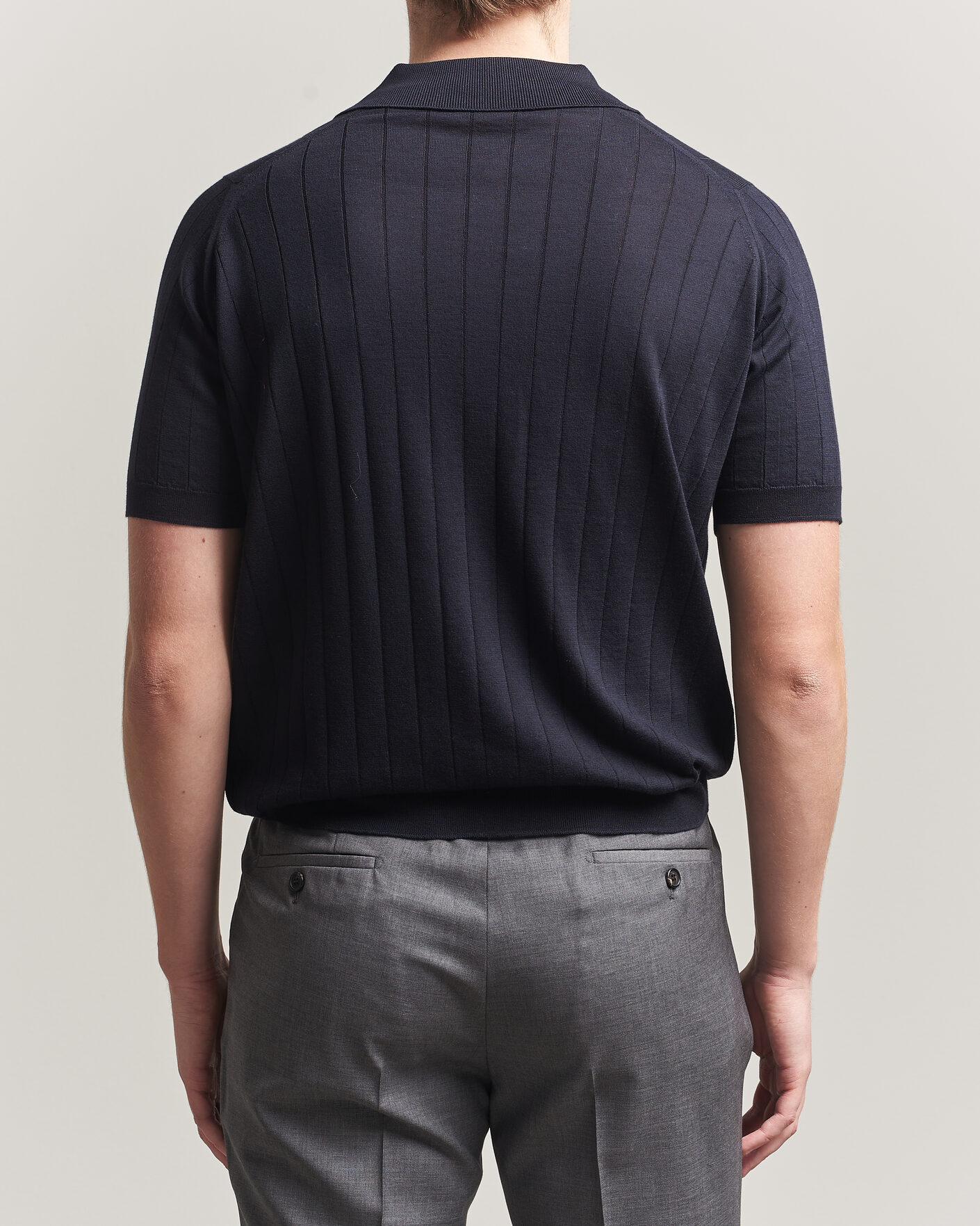 Herre | Polotrøjer | John Smedley | Williams Merino/Cotton Knitted Polo Navy