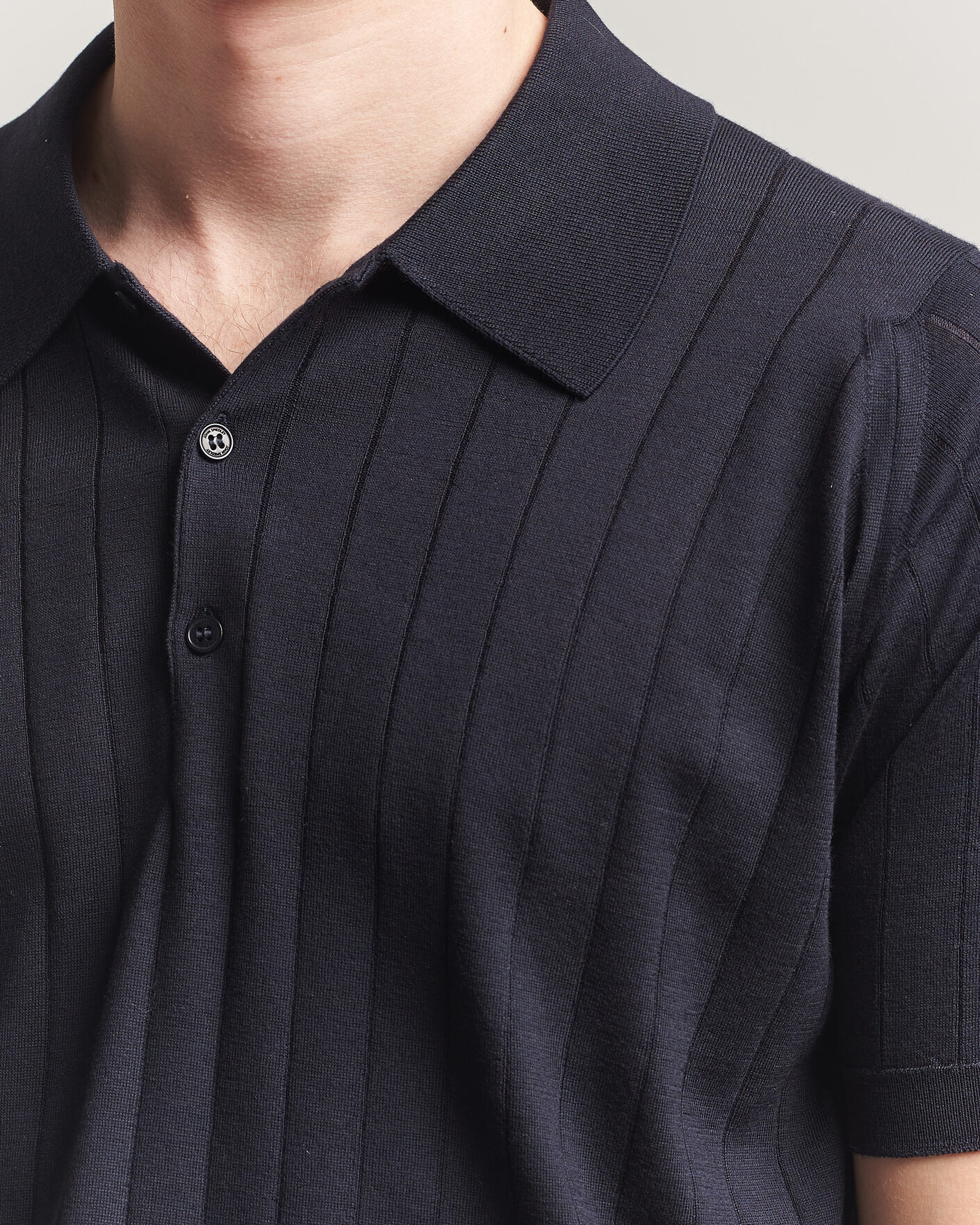 Herre | Polotrøjer | John Smedley | Williams Merino/Cotton Knitted Polo Navy