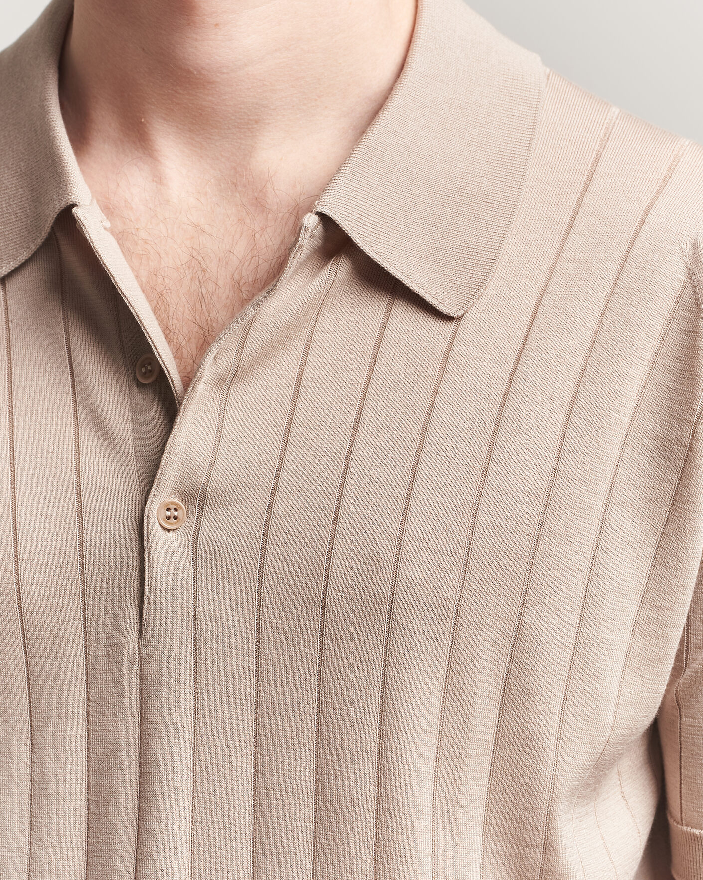 Herre | Polotrøjer | John Smedley | Williams Merino/Cotton Knitted Polo Oat