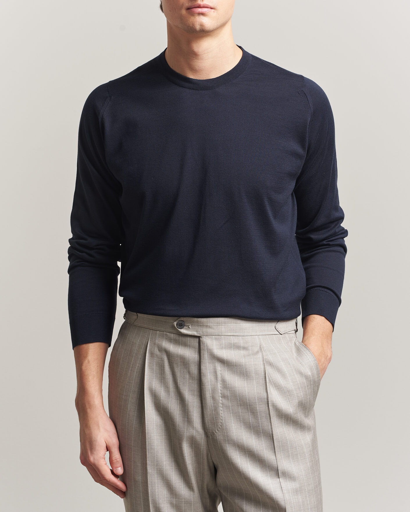 Herre | Trøjer | John Smedley | Rowland Sea Island Crew Neck Pullover Navy