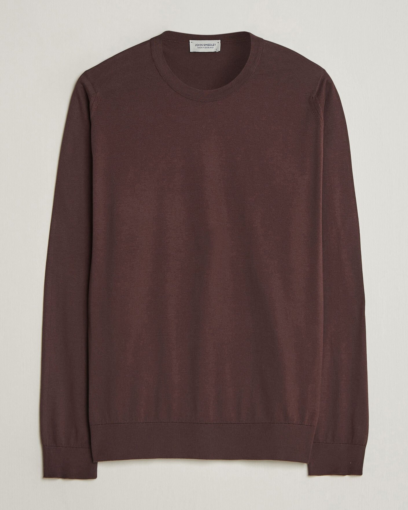Herre | Trøjer | John Smedley | Rowland Sea Island Crew Neck Pullover Raisin Brown