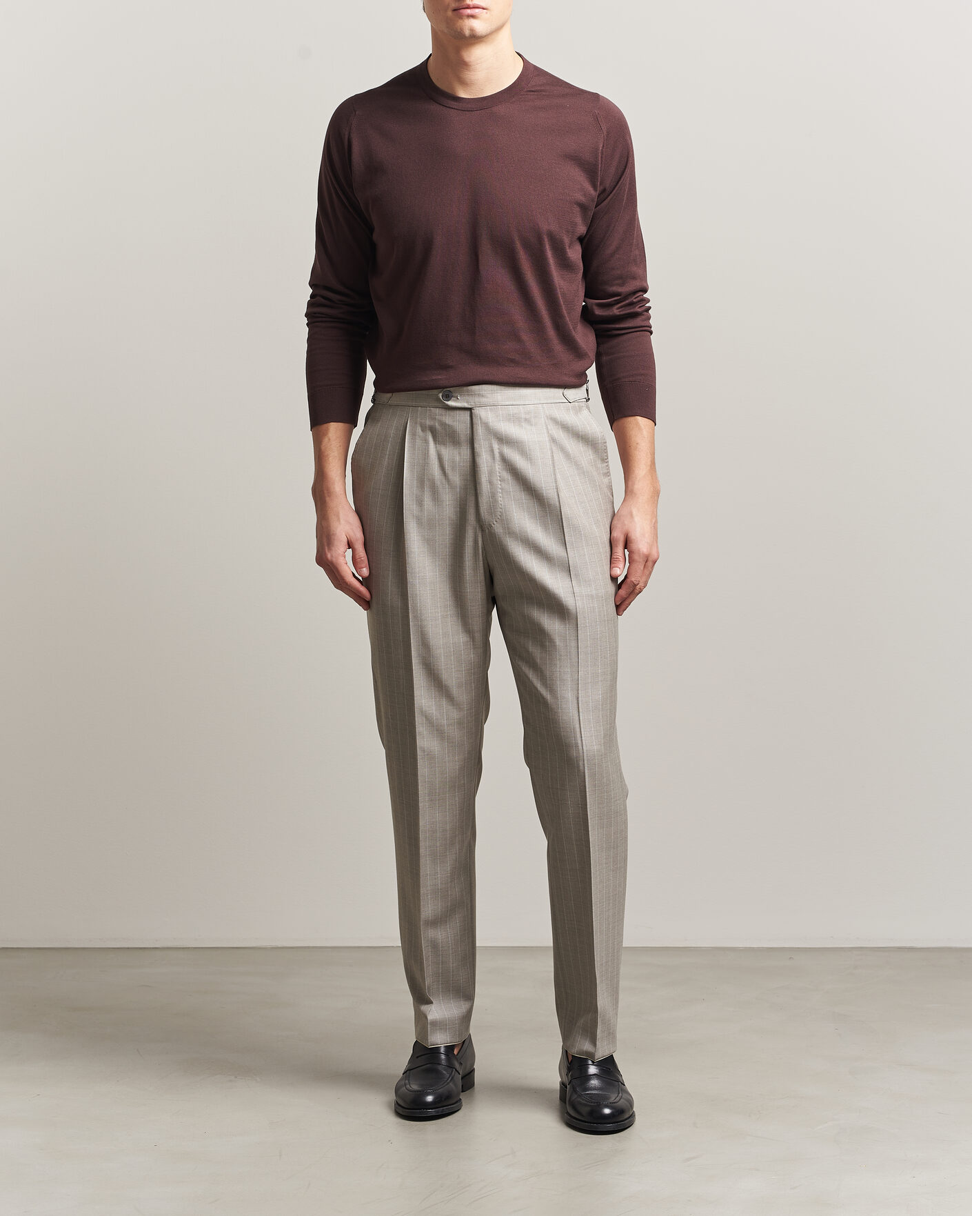Herre | Trøjer | John Smedley | Rowland Sea Island Crew Neck Pullover Raisin Brown