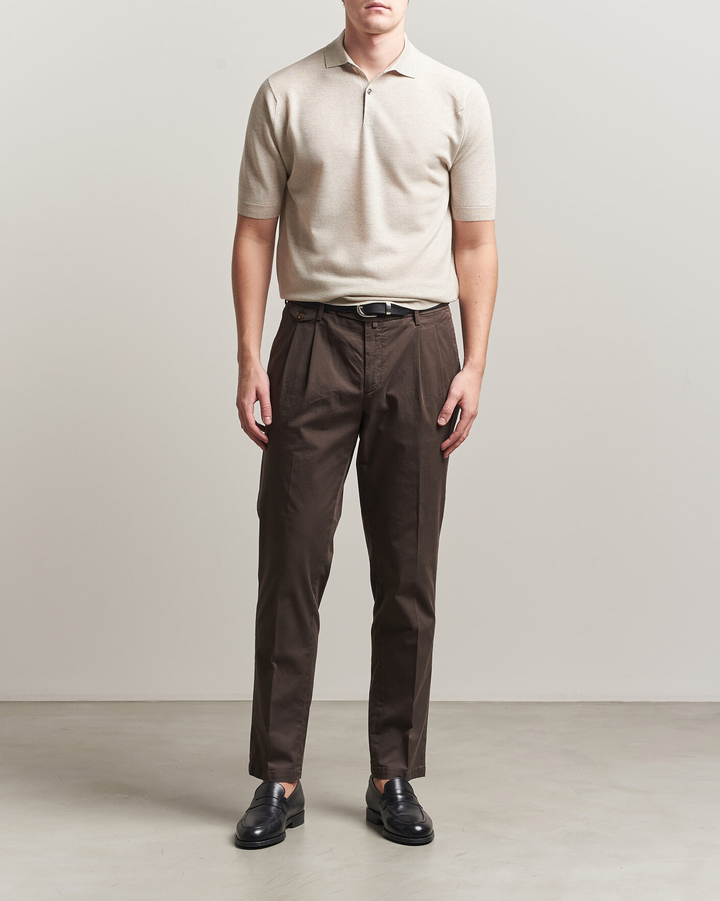 Herre | Polotrøjer | John Smedley | 14 Singular Knitted Textured Polo Grey Fleece