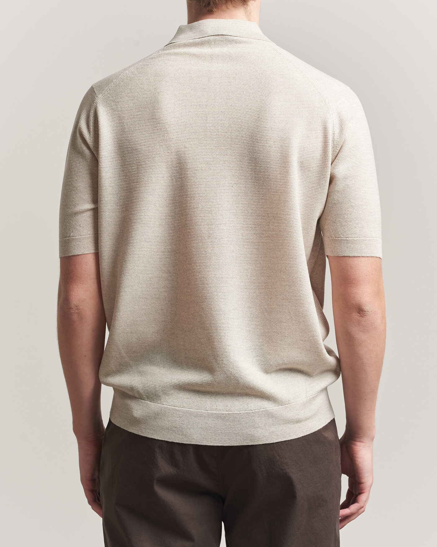 Herre | Polotrøjer | John Smedley | 14 Singular Knitted Textured Polo Grey Fleece