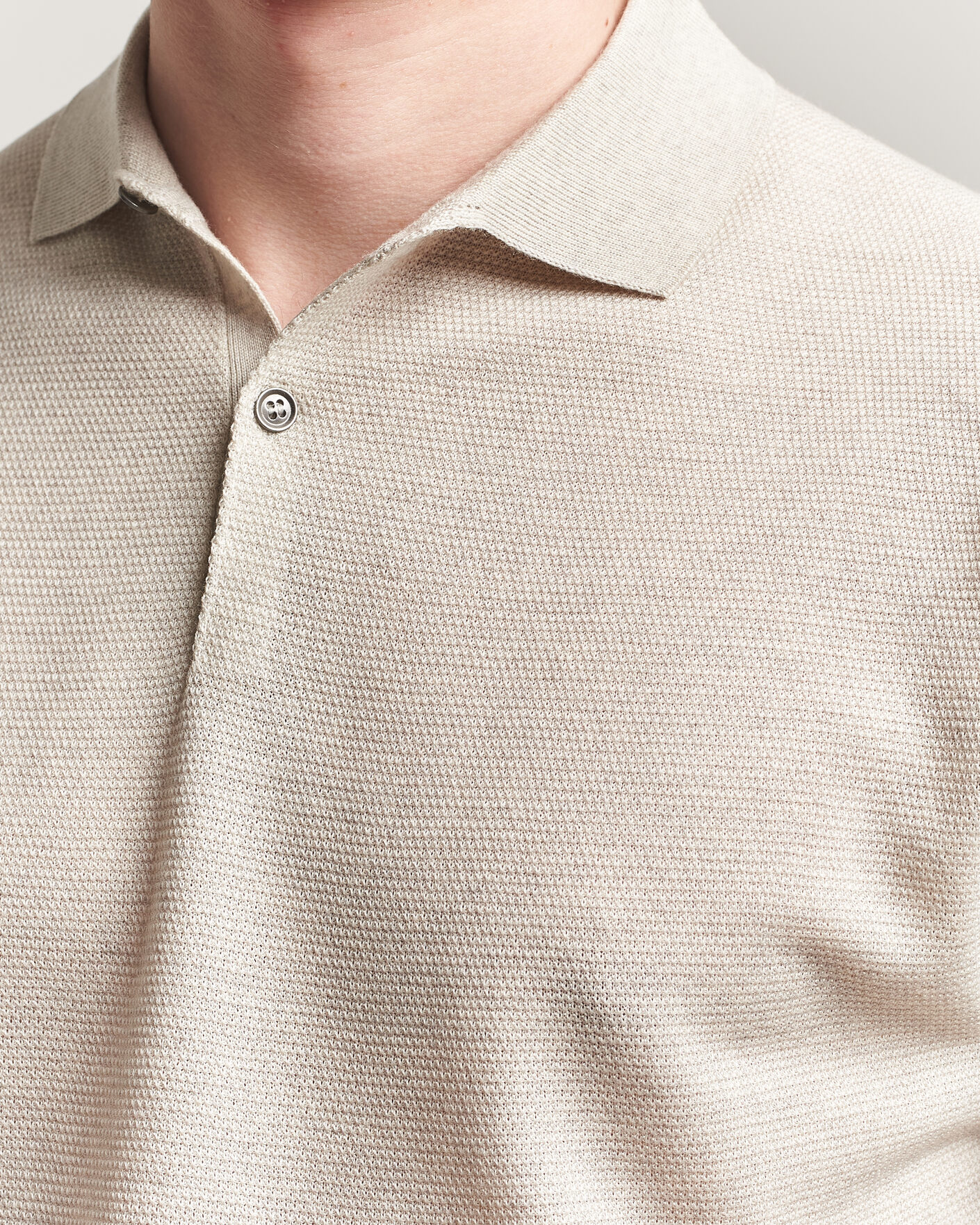 Herre | Polotrøjer | John Smedley | 14 Singular Knitted Textured Polo Grey Fleece