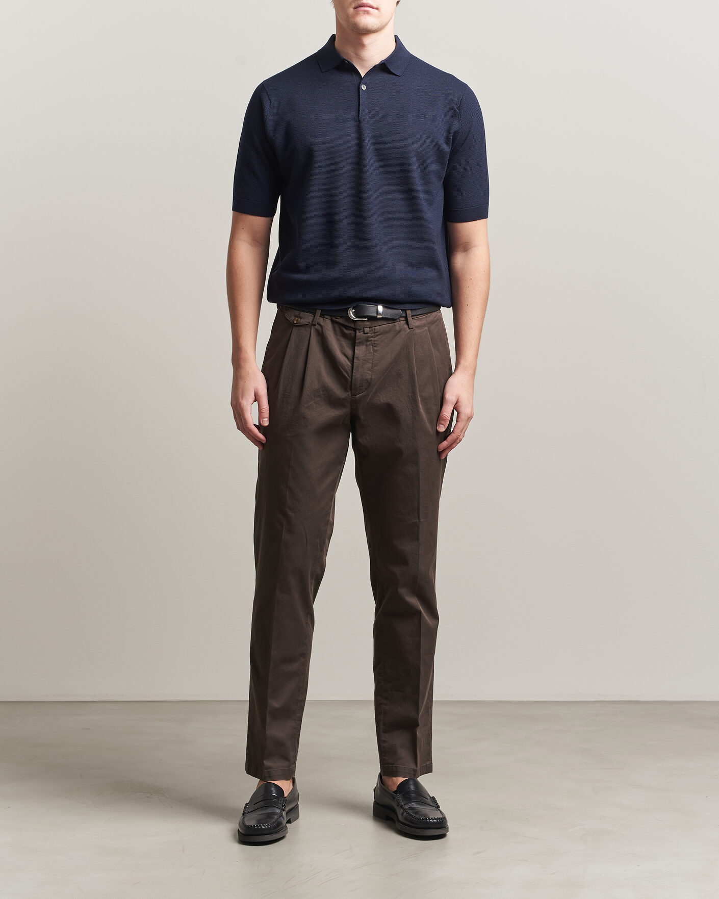 Herre | Polotrøjer | John Smedley | 14 Singular Knitted Textured Polo Midnight