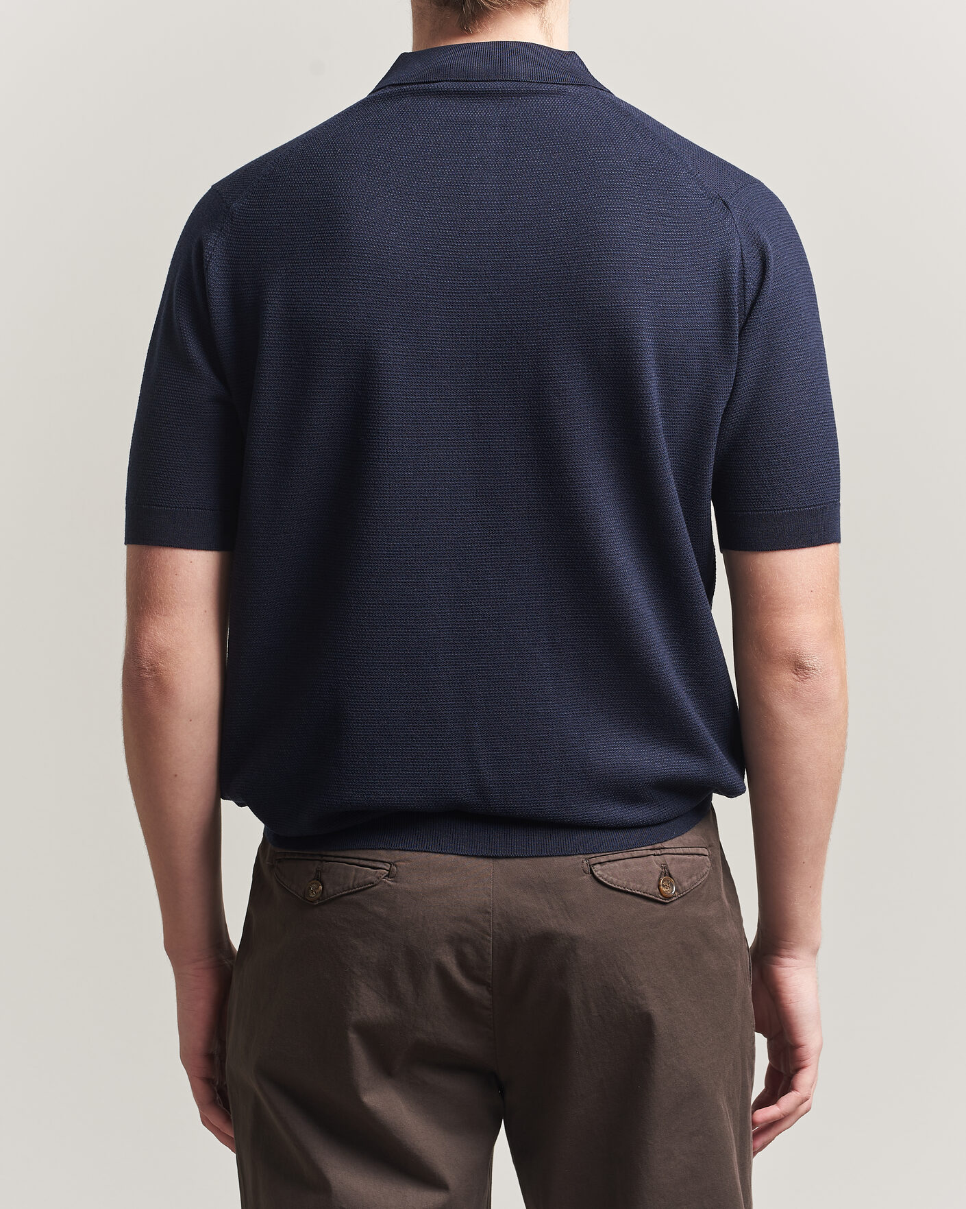 Herre | Polotrøjer | John Smedley | 14 Singular Knitted Textured Polo Midnight
