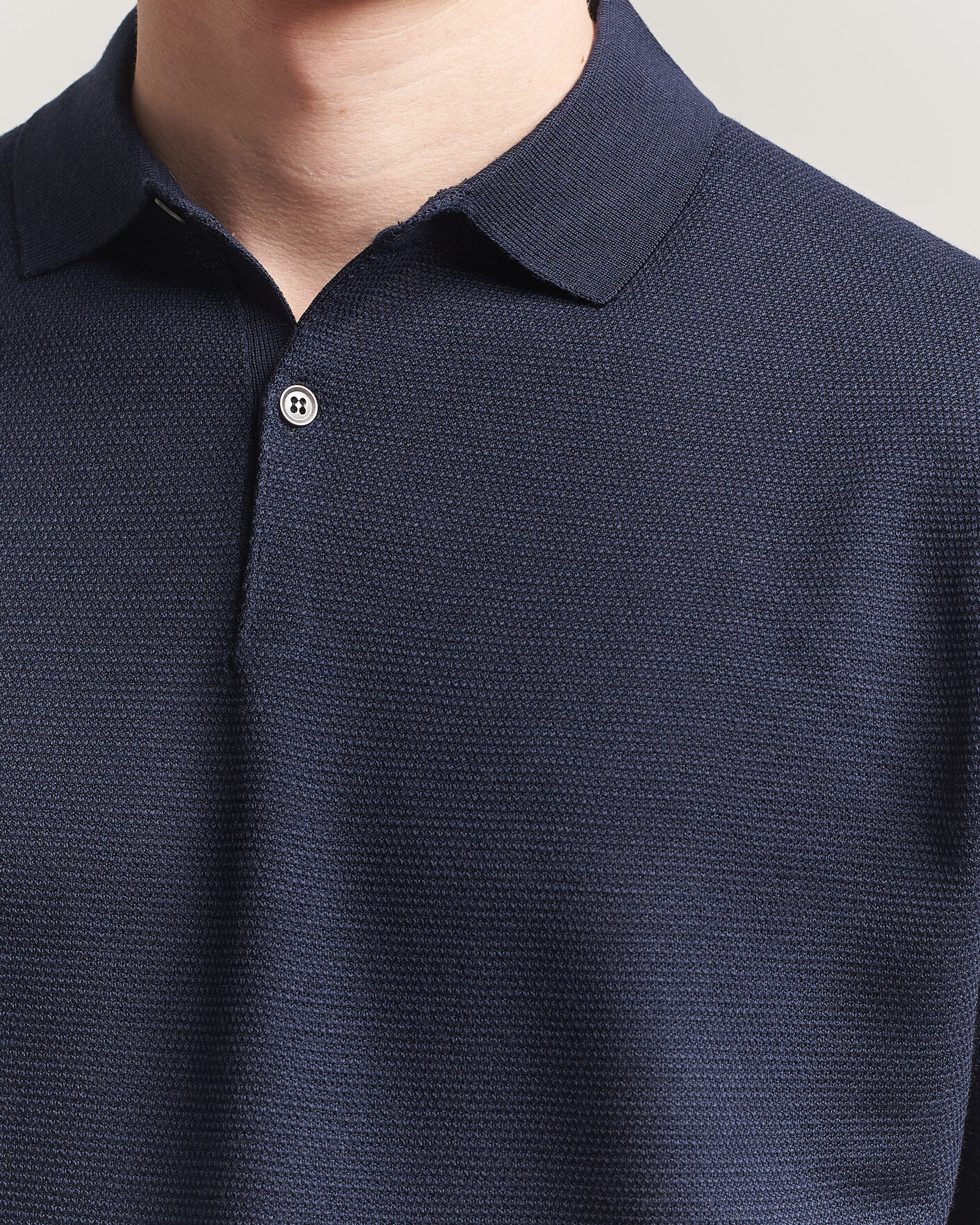 Herre | Polotrøjer | John Smedley | 14 Singular Knitted Textured Polo Midnight