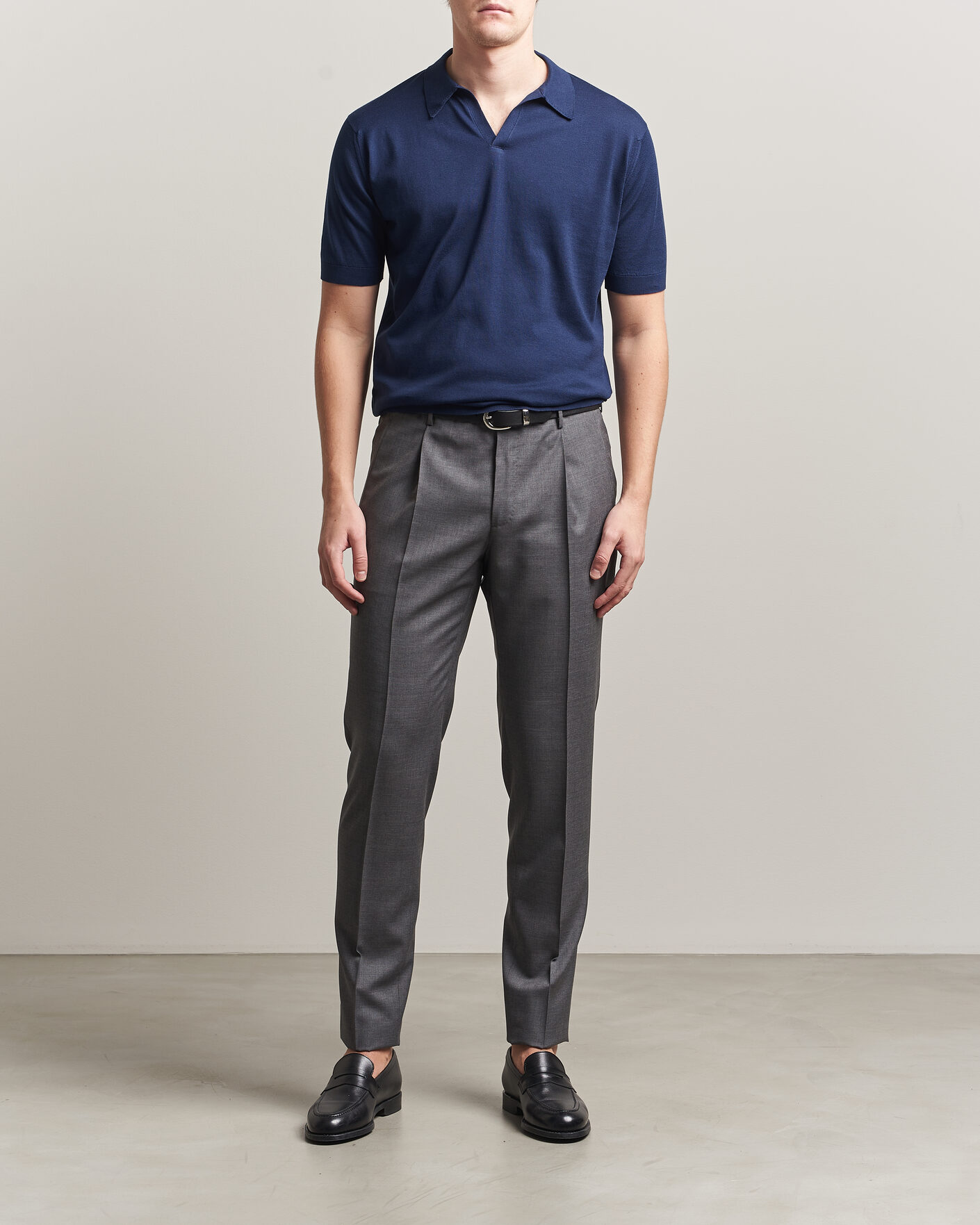 Herre | Polotrøjer | John Smedley | Noah Open Collar Sea Island Polo French Navy