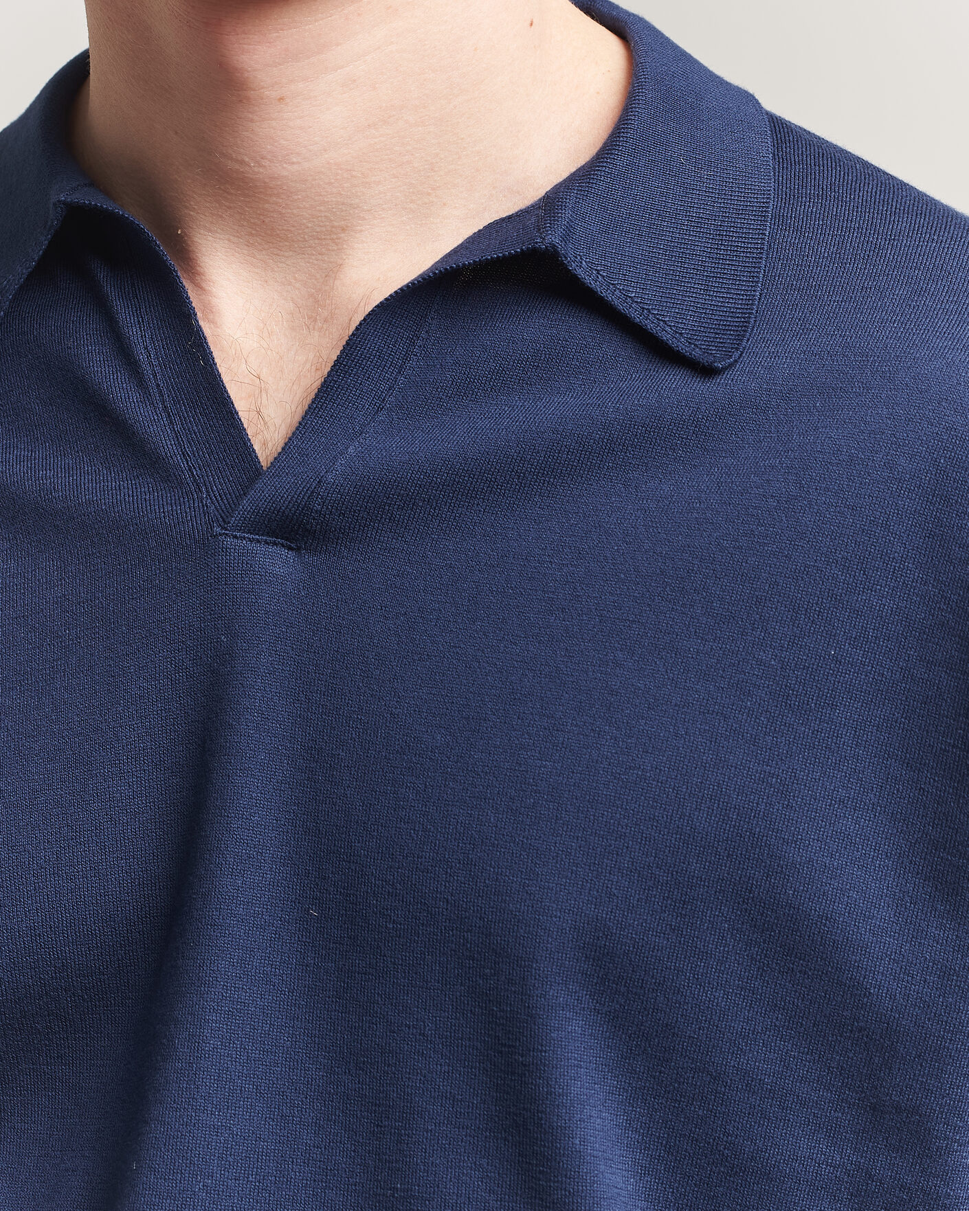 Herre | Polotrøjer | John Smedley | Noah Open Collar Sea Island Polo French Navy