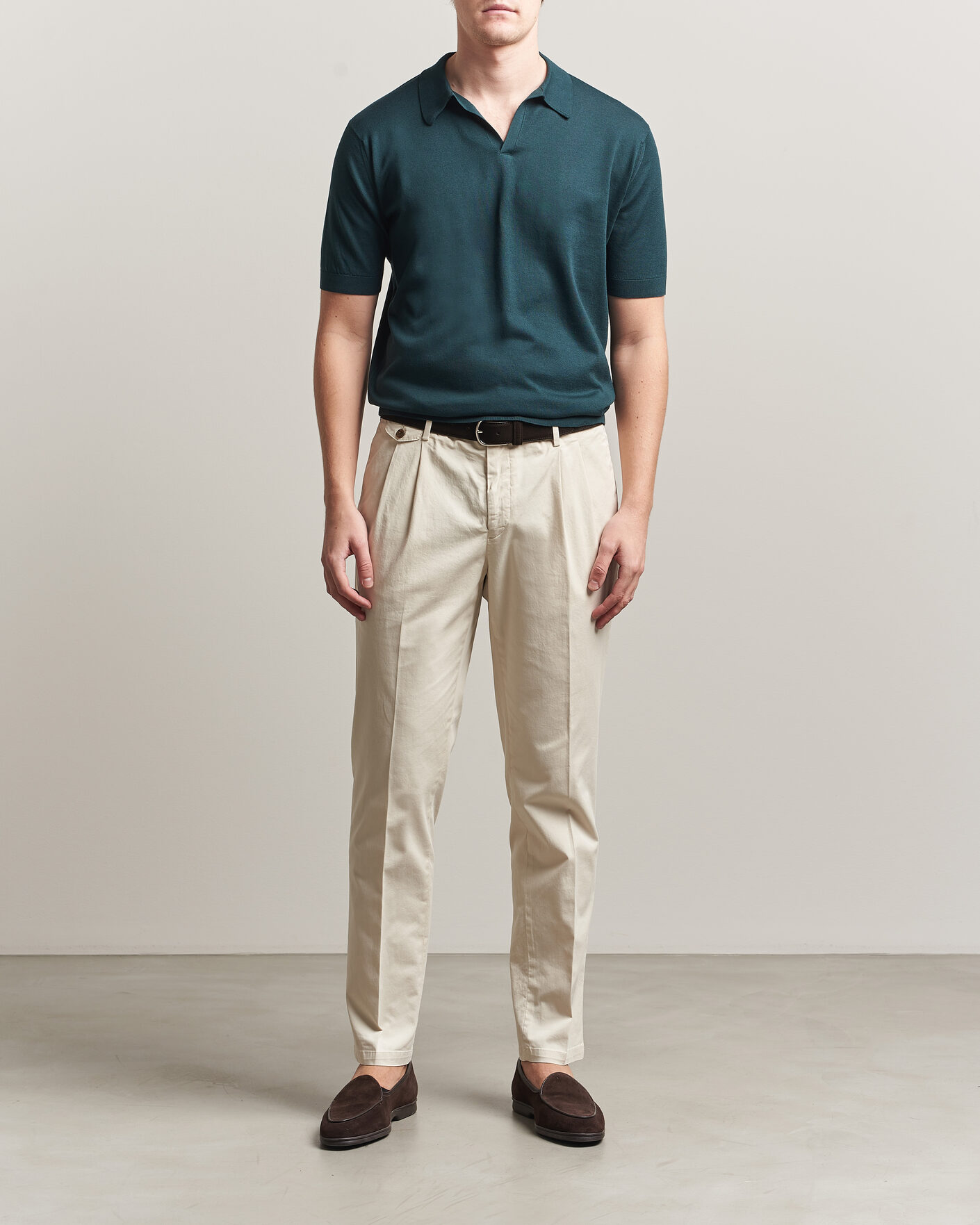 Herre | Polotrøjer | John Smedley | Noah Open Collar Sea Island Polo Rainforest