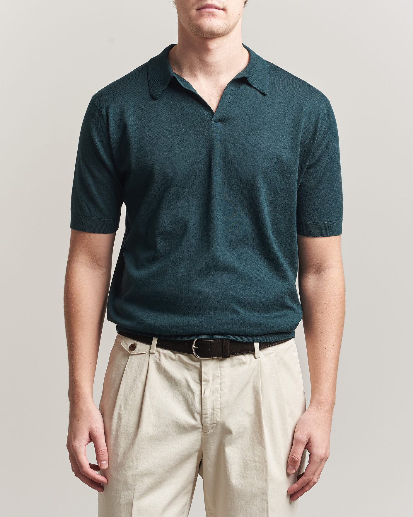 Herre | Polotrøjer | John Smedley | Noah Open Collar Sea Island Polo Rainforest