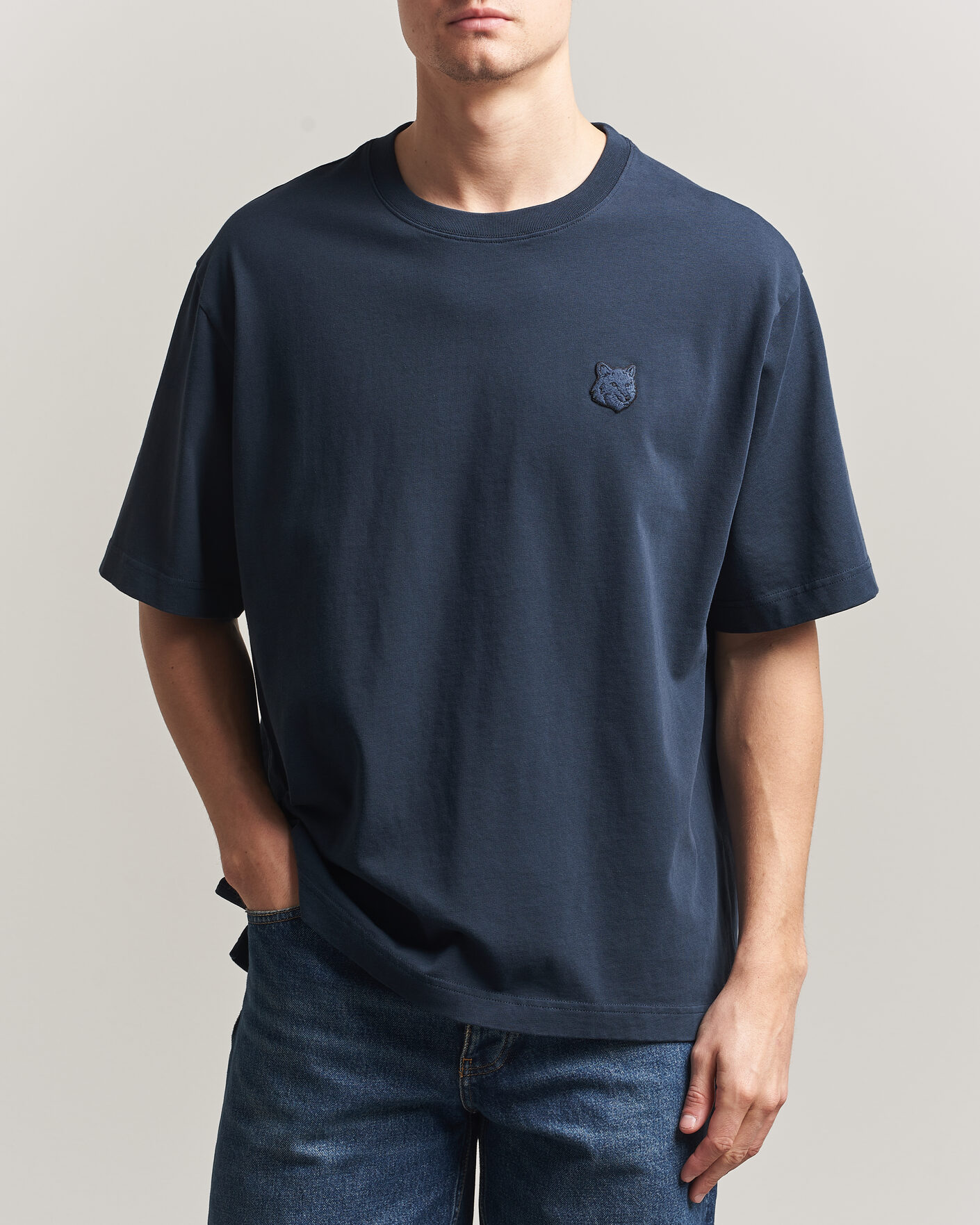 Herre | T-Shirts | Maison Kitsuné | Tonal Fox Head T-Shirt Navy