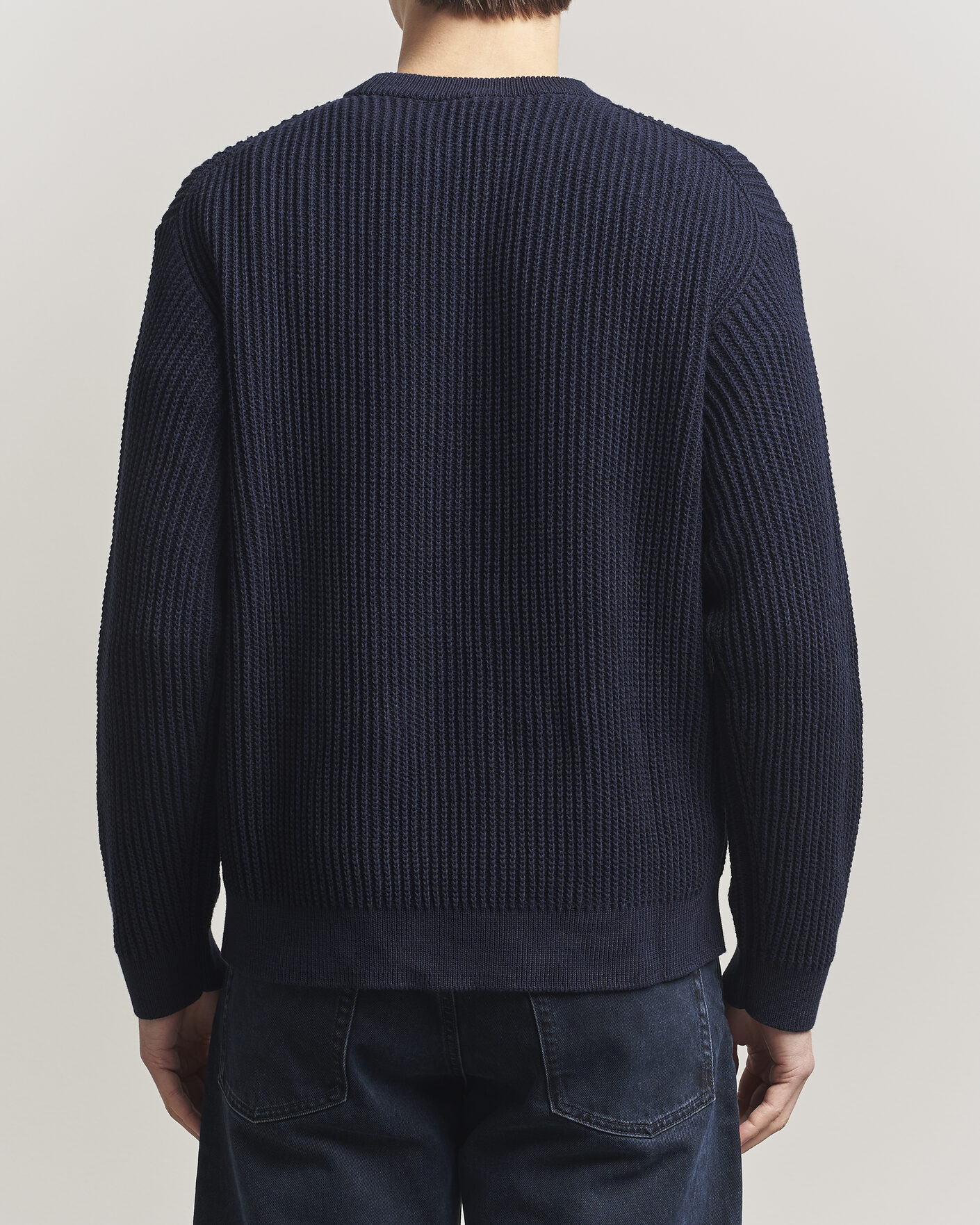 Herre | Trøjer | Maison Kitsuné | Tonal Fox Head Rib Knitted Sweater Navy
