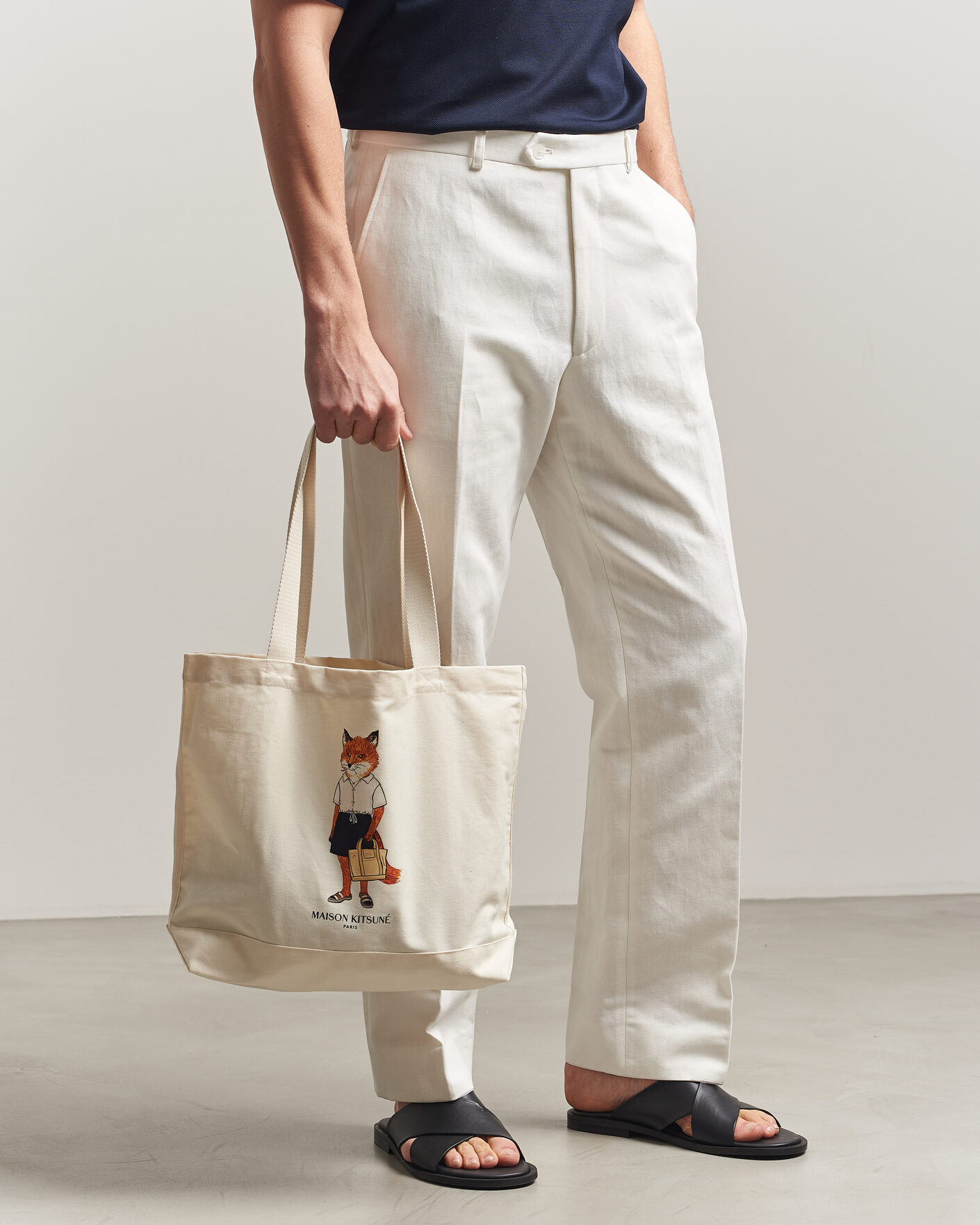 Herre | Tasker | Maison Kitsuné | Dressed Fox Totebag Ecru