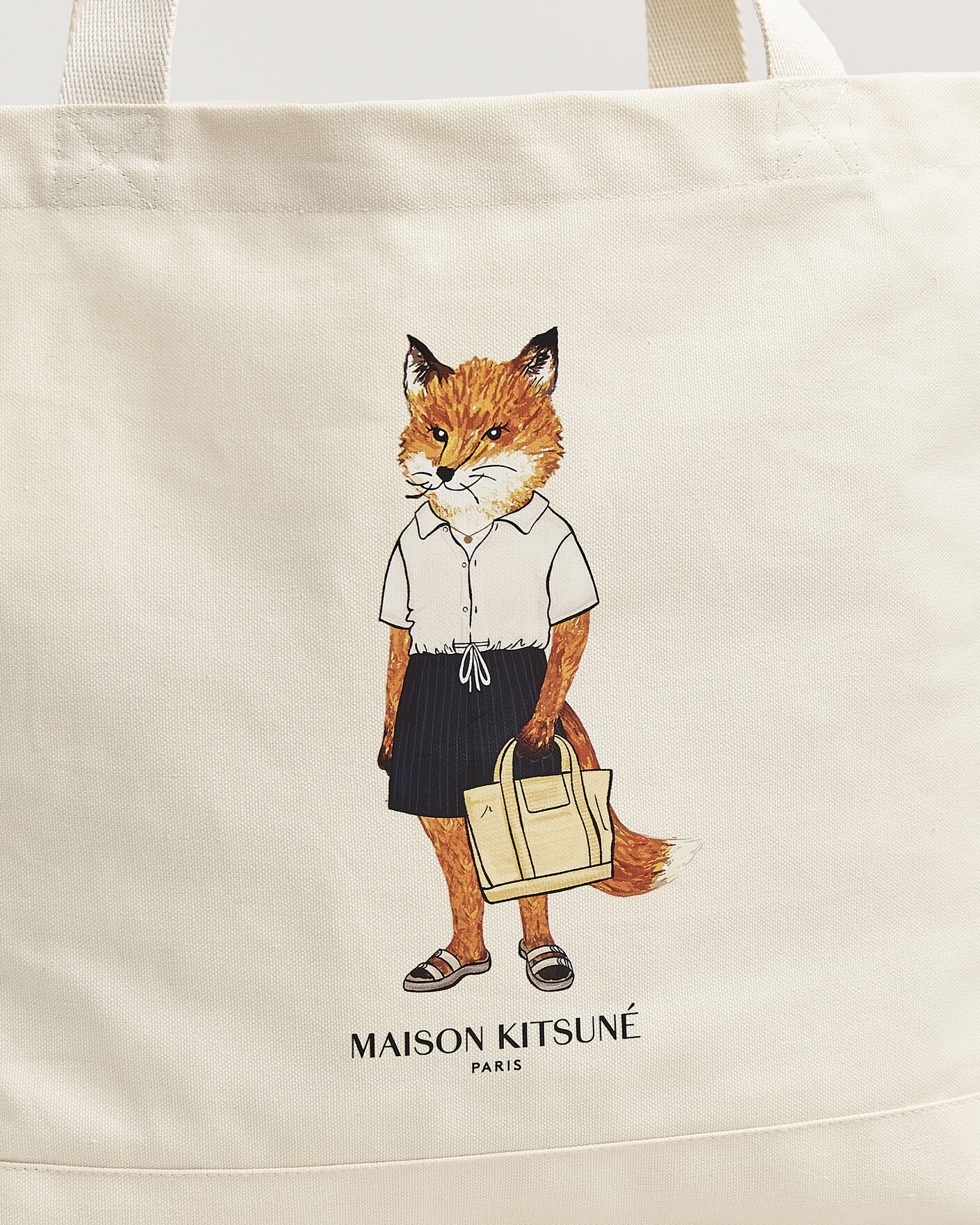 Maison Kitsuné Dressed Fox Totebag Ecru - CareOfCarl.dk