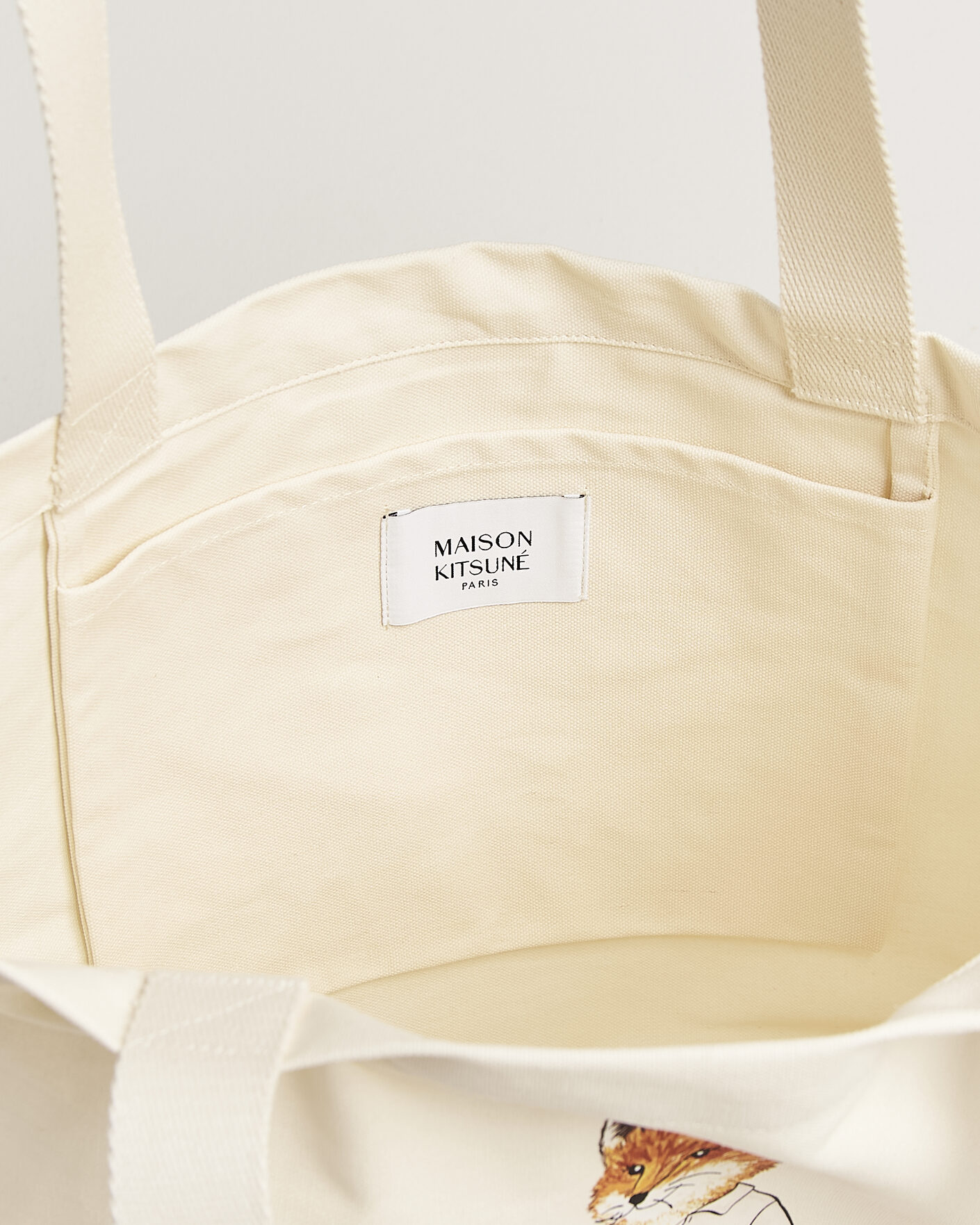 Herre | Tasker | Maison Kitsuné | Dressed Fox Totebag Ecru