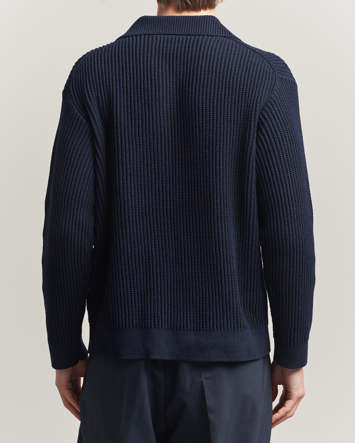 Herre | Polotrøjer | Maison Kitsuné | Tonal Fox Head Rib Knitted Polo Navy