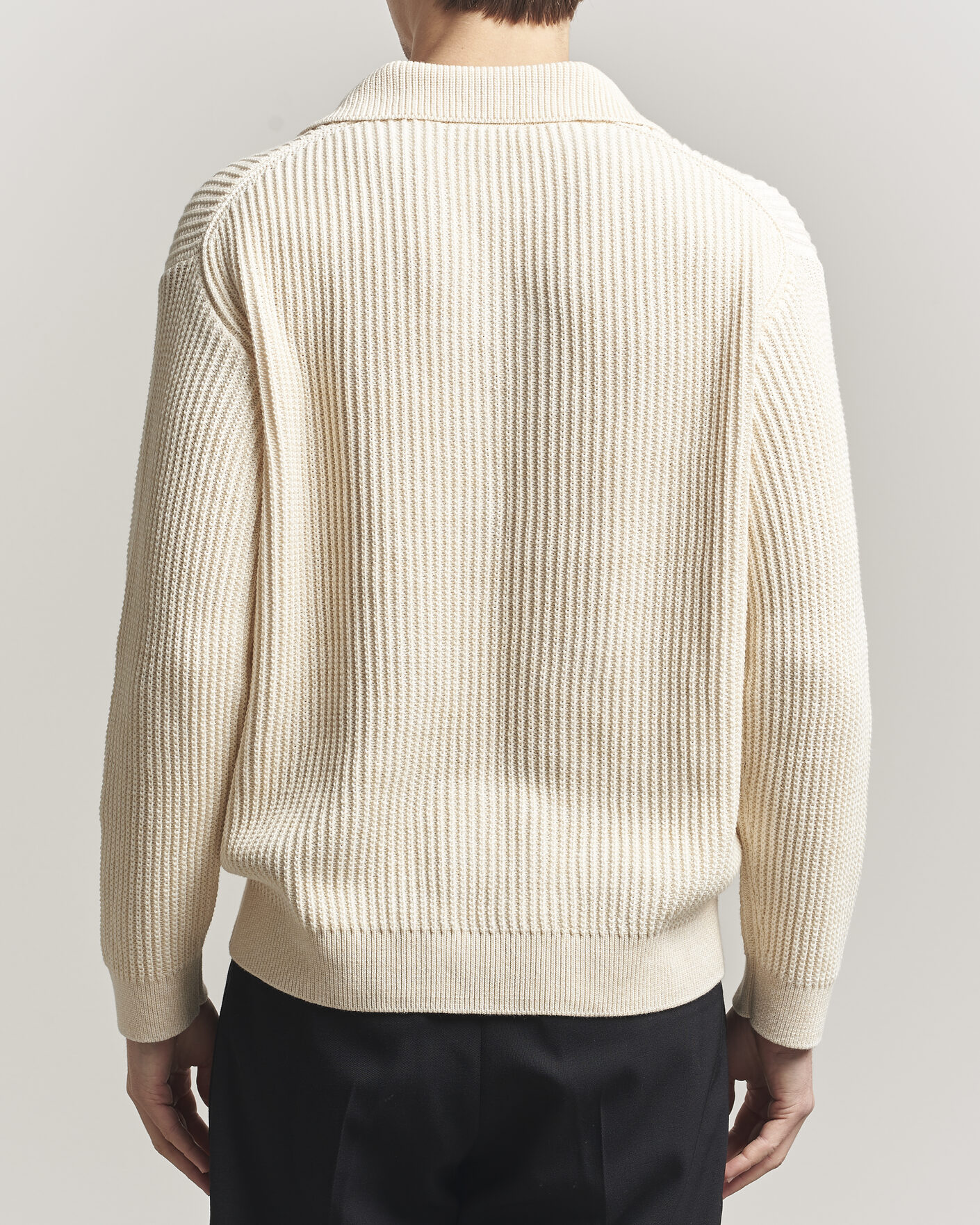Herre | Polotrøjer | Maison Kitsuné | Tonal Fox Head Rib Knitted Polo Sandshell