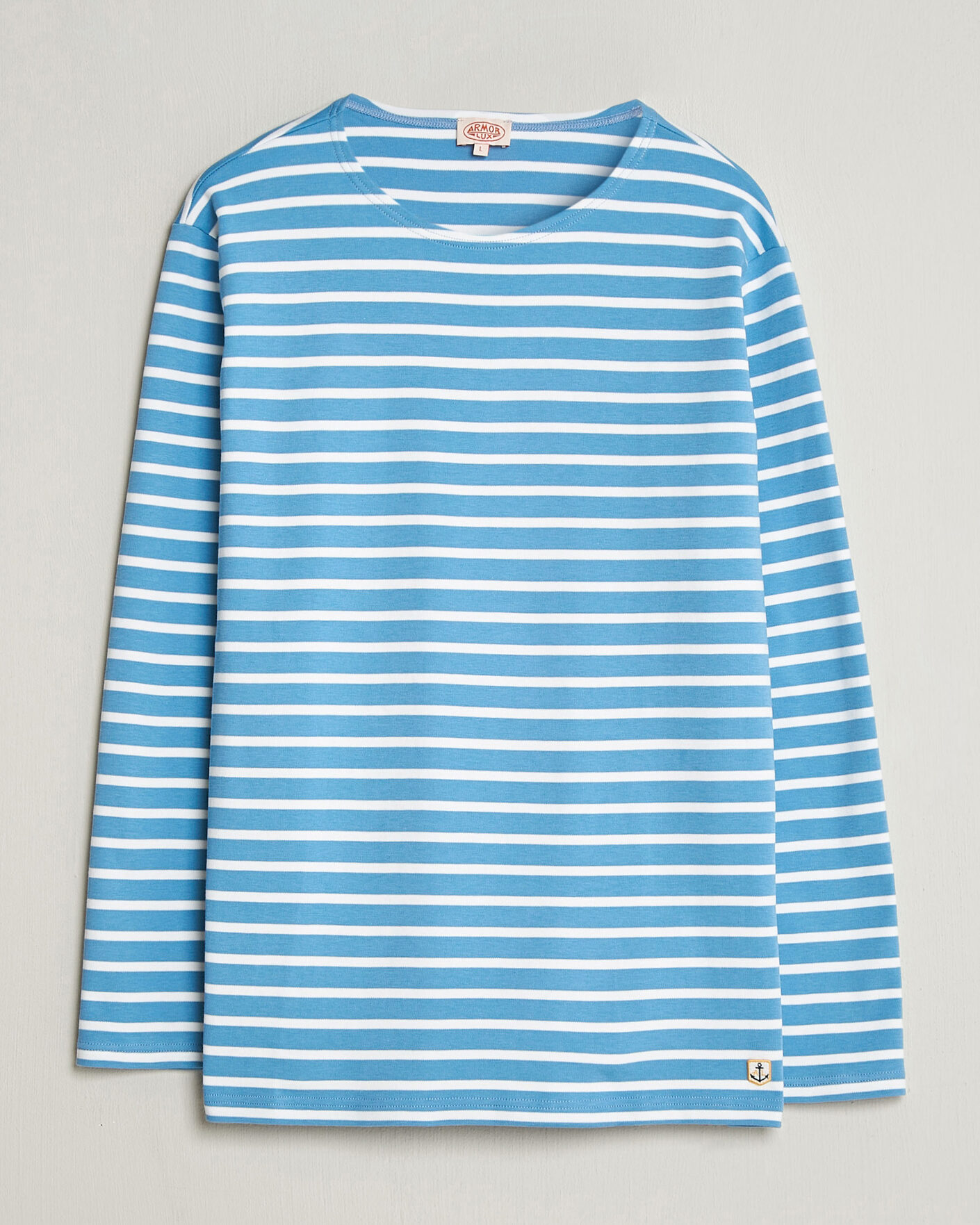 Herre | T-Shirts | Armor-lux | Houat Héritage Stripe Long Sleeve T-Shirt Waterfall/Blanc