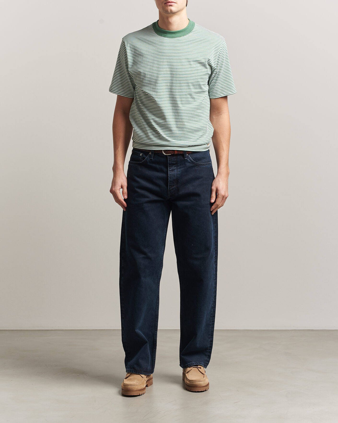 Herre | T-Shirts | Armor-lux | Callac Héritage Stripe T-Shirt Ivy/Blanc