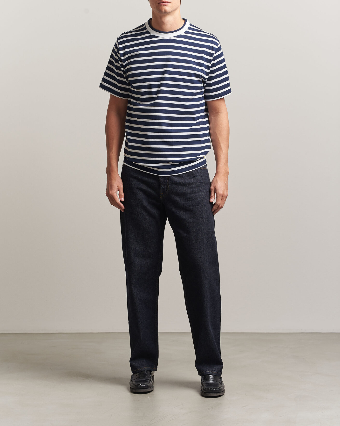 Herre | T-Shirts | Armor-lux | Heritage Callac Stripe T-Shirt Marine/Blanc
