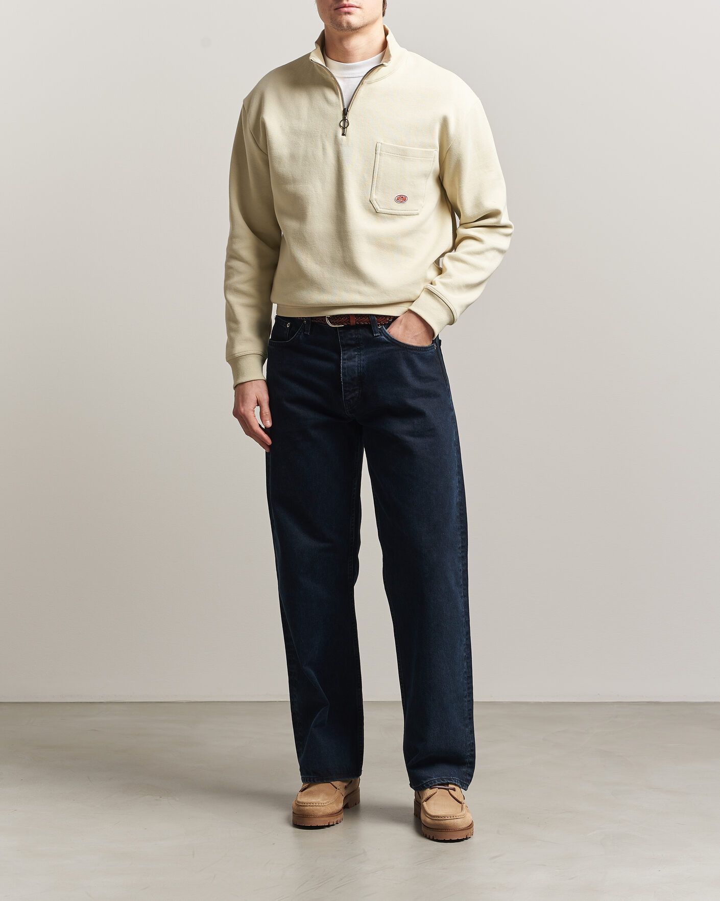 Herre | Trøjer | Armor-lux | Camionneur Cotton Half Zip Sweater Gravel
