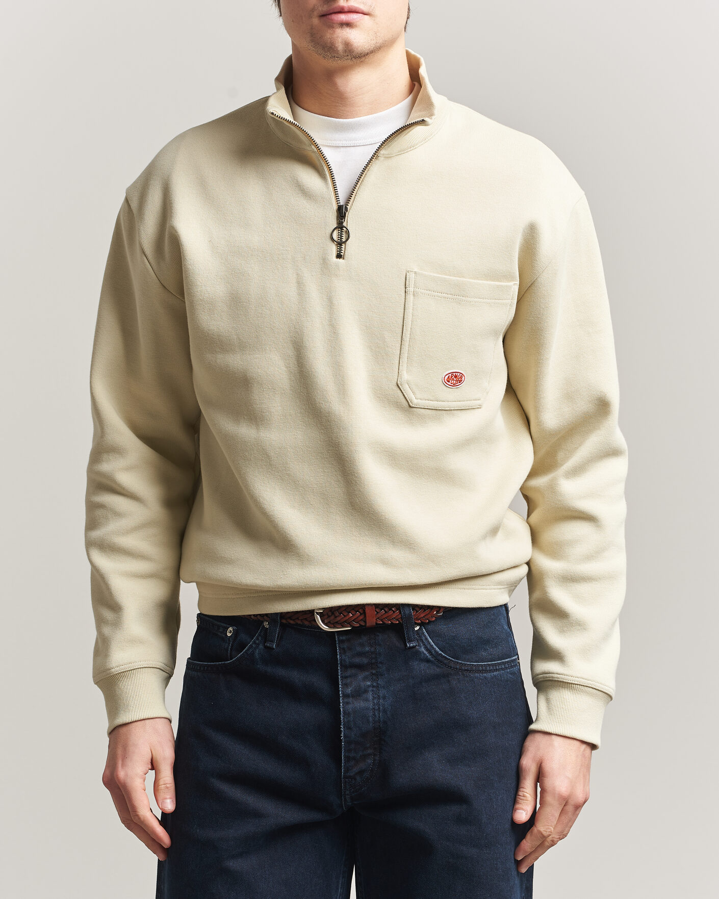 Herre | Trøjer | Armor-lux | Camionneur Cotton Half Zip Sweater Gravel
