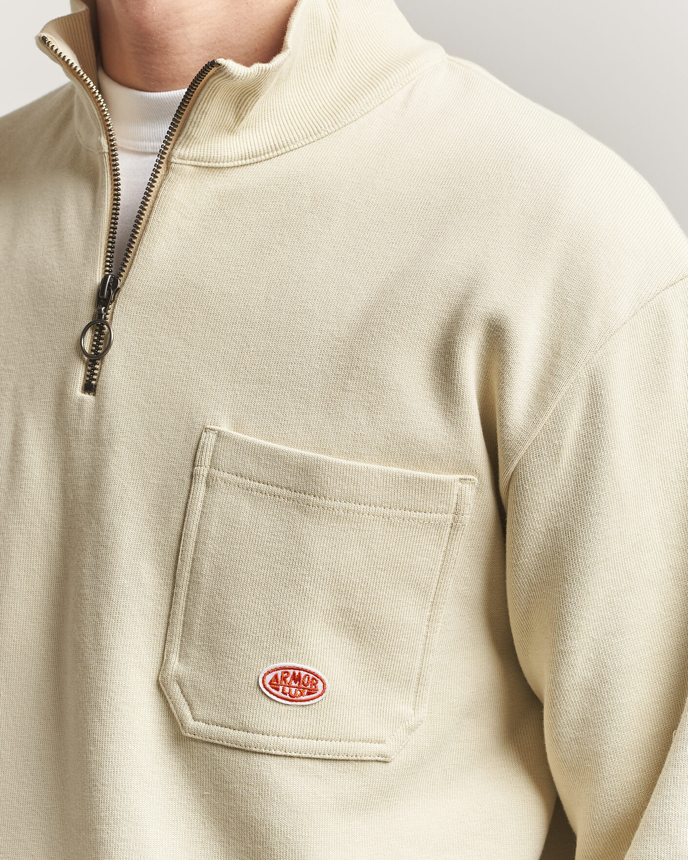 Herre | Trøjer | Armor-lux | Camionneur Cotton Half Zip Sweater Gravel