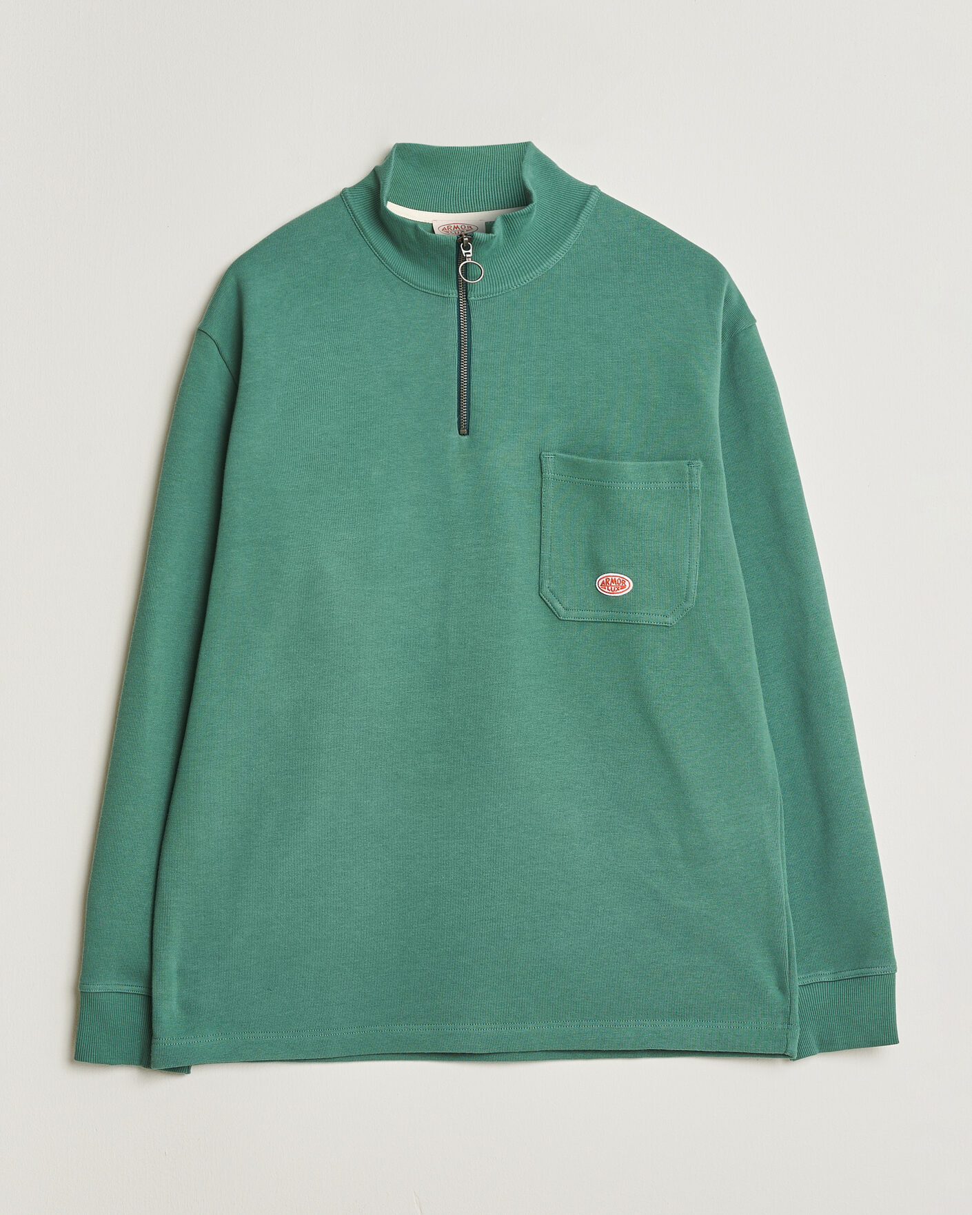 Herre | Trøjer | Armor-lux | Camionneur Cotton Half Zip Sweater Dark Ivy